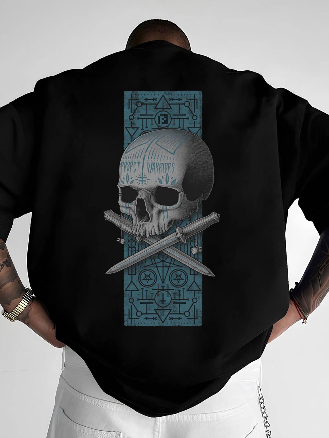 HADAR Men Graphic Print Round Neck Cotton Blend Black T-Shirt