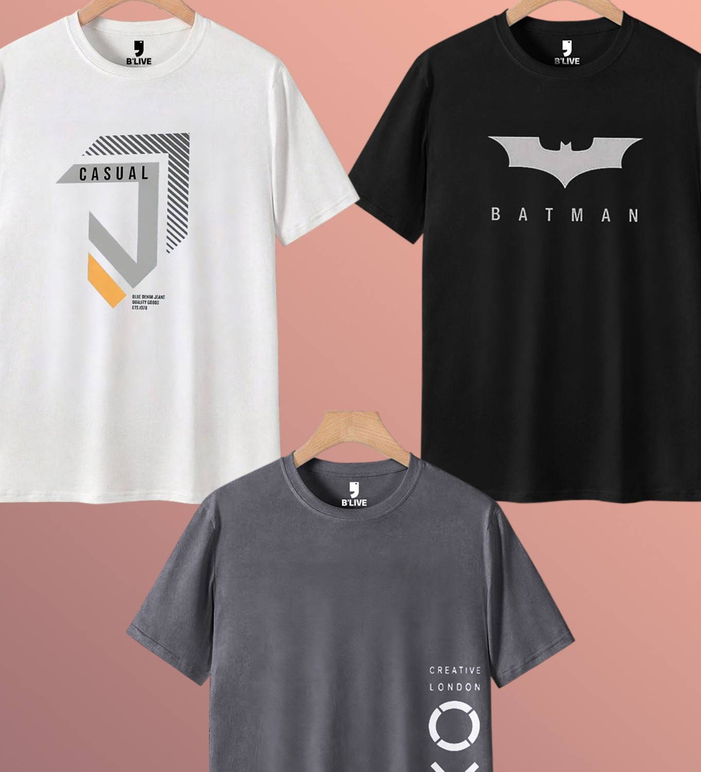 BLIVE Men's Round Neck White T-Shirt Pack of 3 - Image 3
