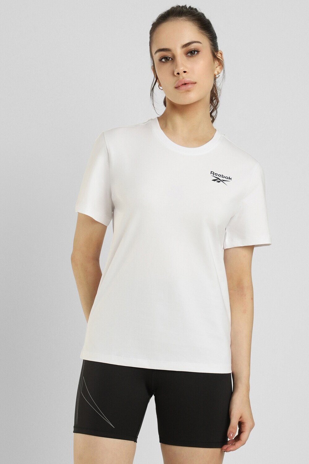 Image of REEBOK Printed Women Round Neck White T-Shirt
