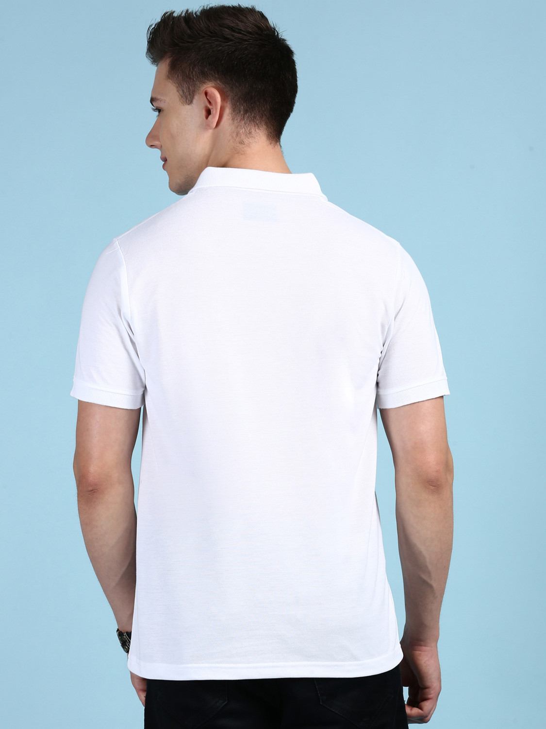 Image of LUX cozi Solid Men Polo Neck White T-Shirt