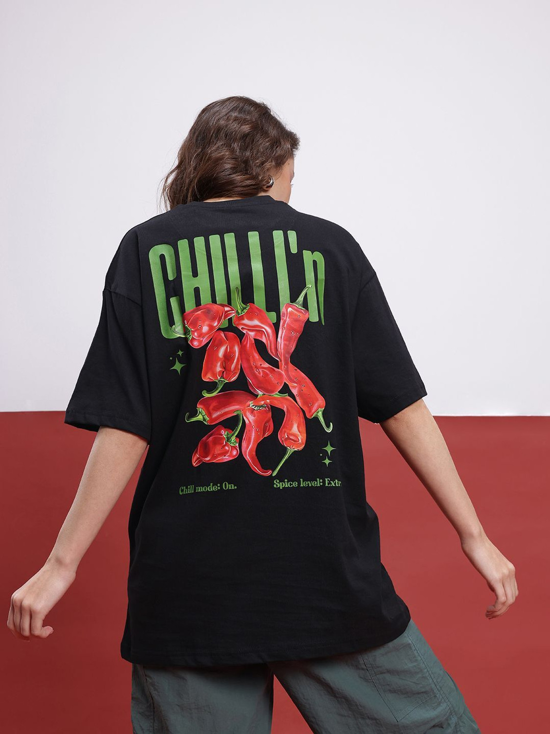 Image of Glitchez Graphic Print Women Round Neck Black T-Shirt