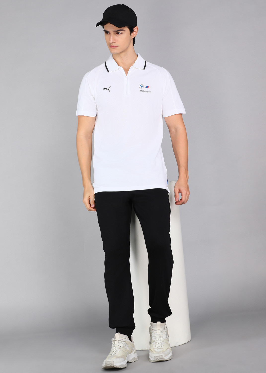 Image of PUMA Printed Men Polo Neck White T-Shirt