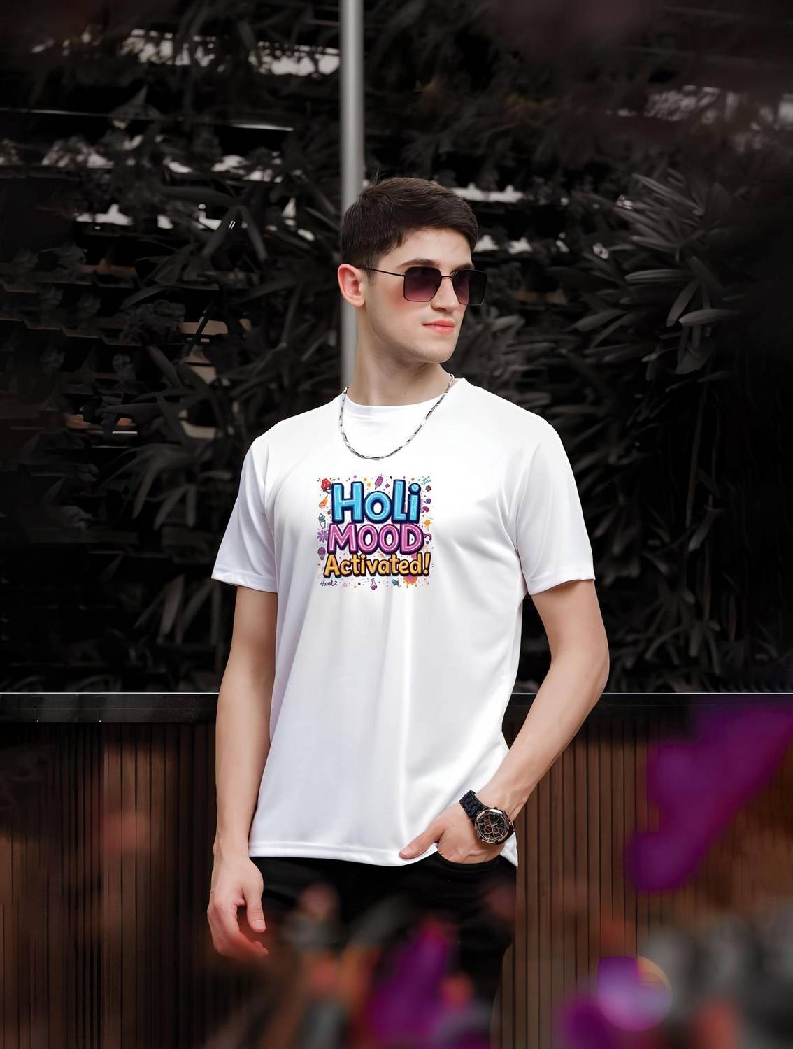 Binayak Printed Men Round Neck White T-Shirt