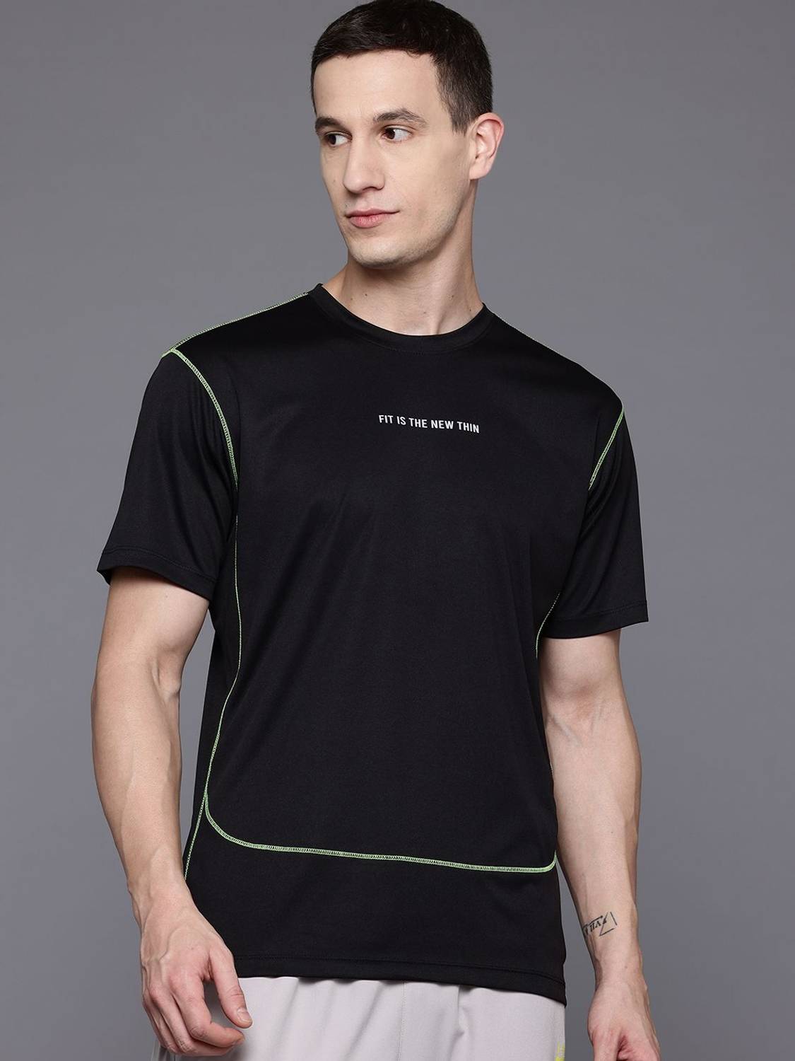 HRX by Hrithik Roshan Black Round Neck T-Shirt - Image 1