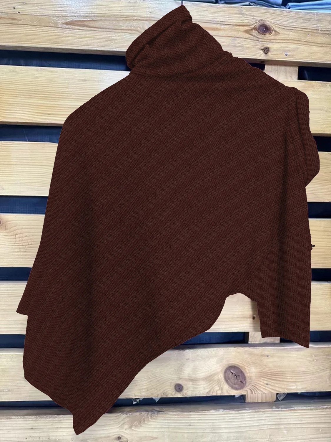 Image of COMBRAIDED Striped Men Zip Neck Brown T-Shirt