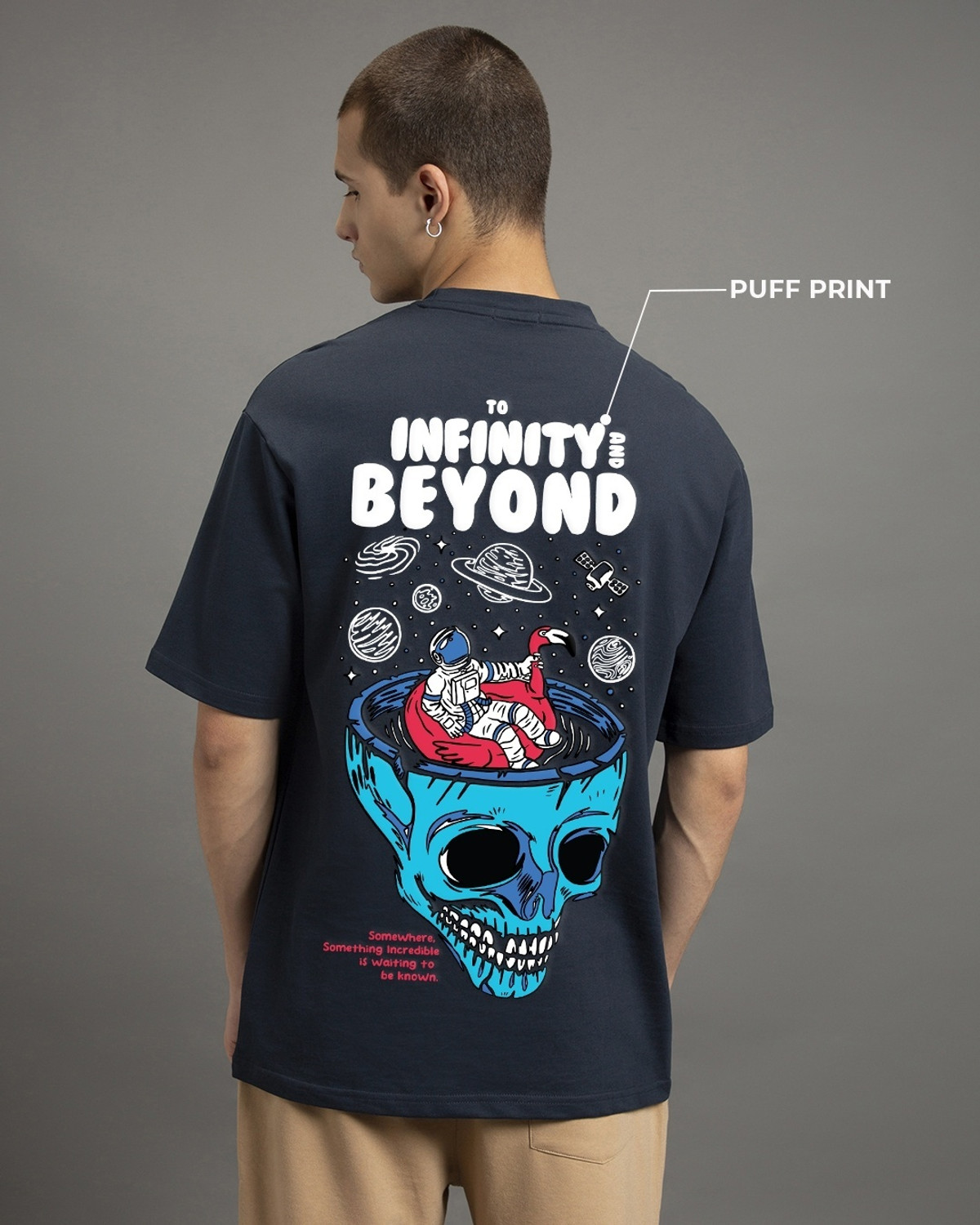 Image of BEWAKOOF Graphic Print Men Round Neck Blue T-Shirt
