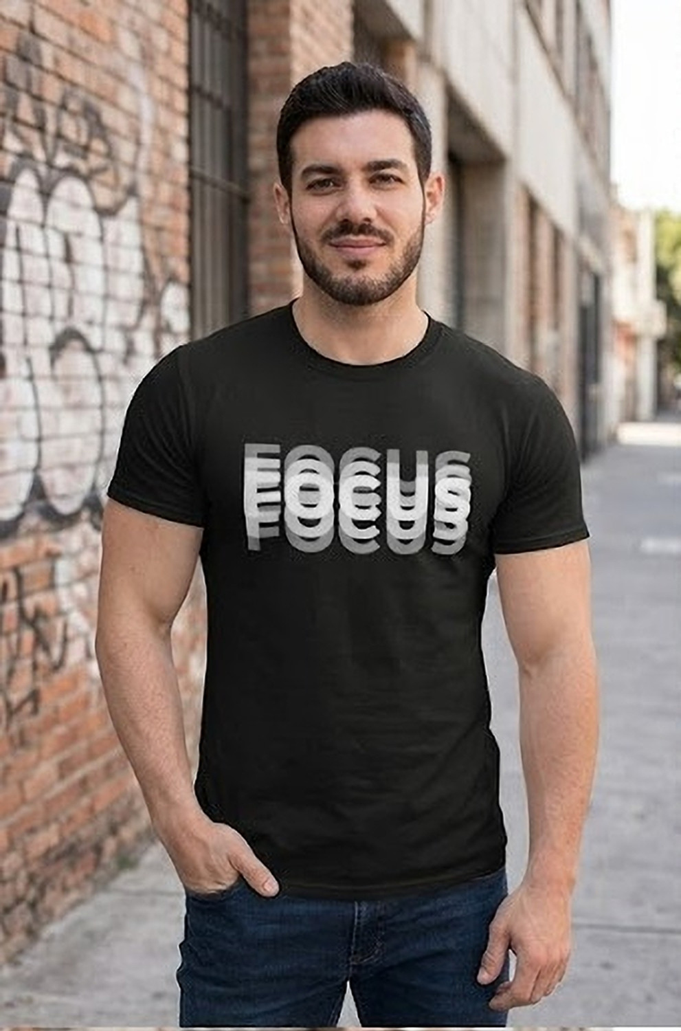 Image of KOZYKULT Typography Men Round Neck Black T-Shirt