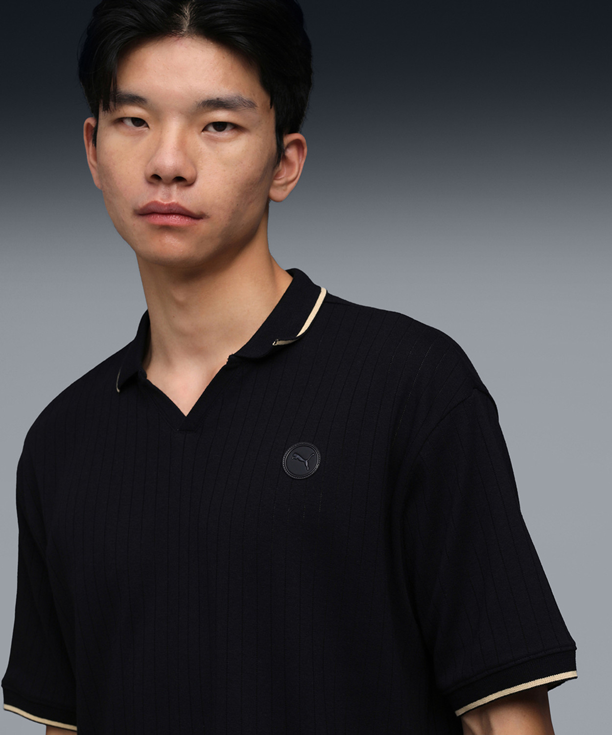 Image of PUMA Solid Men Polo Neck Black T-Shirt