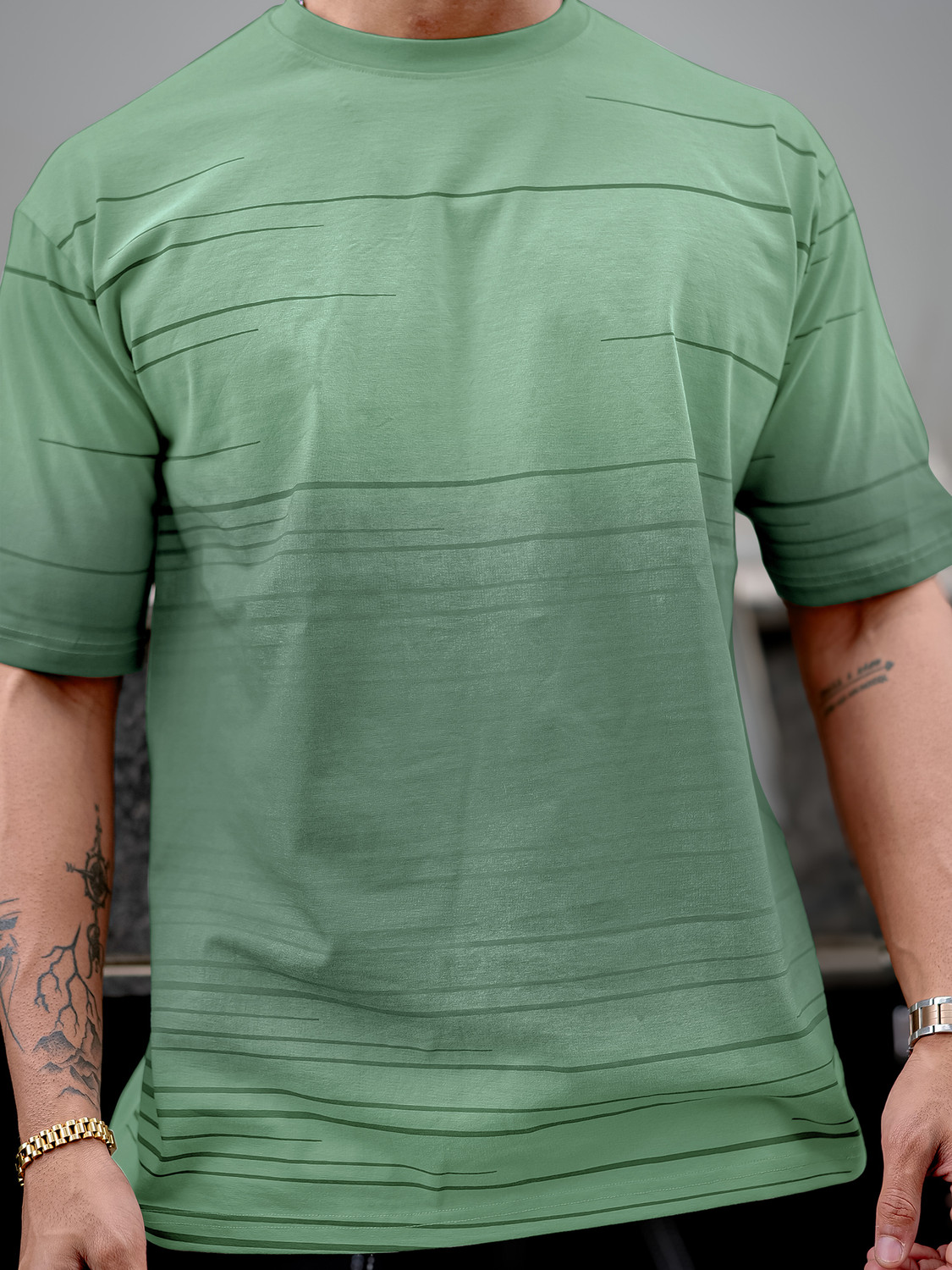 Image of MANIAC Printed Men Round Neck Green T-Shirt