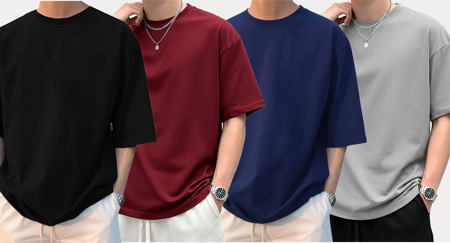 AUSK Solid Men Round Neck Maroon T-Shirt Pack of 4