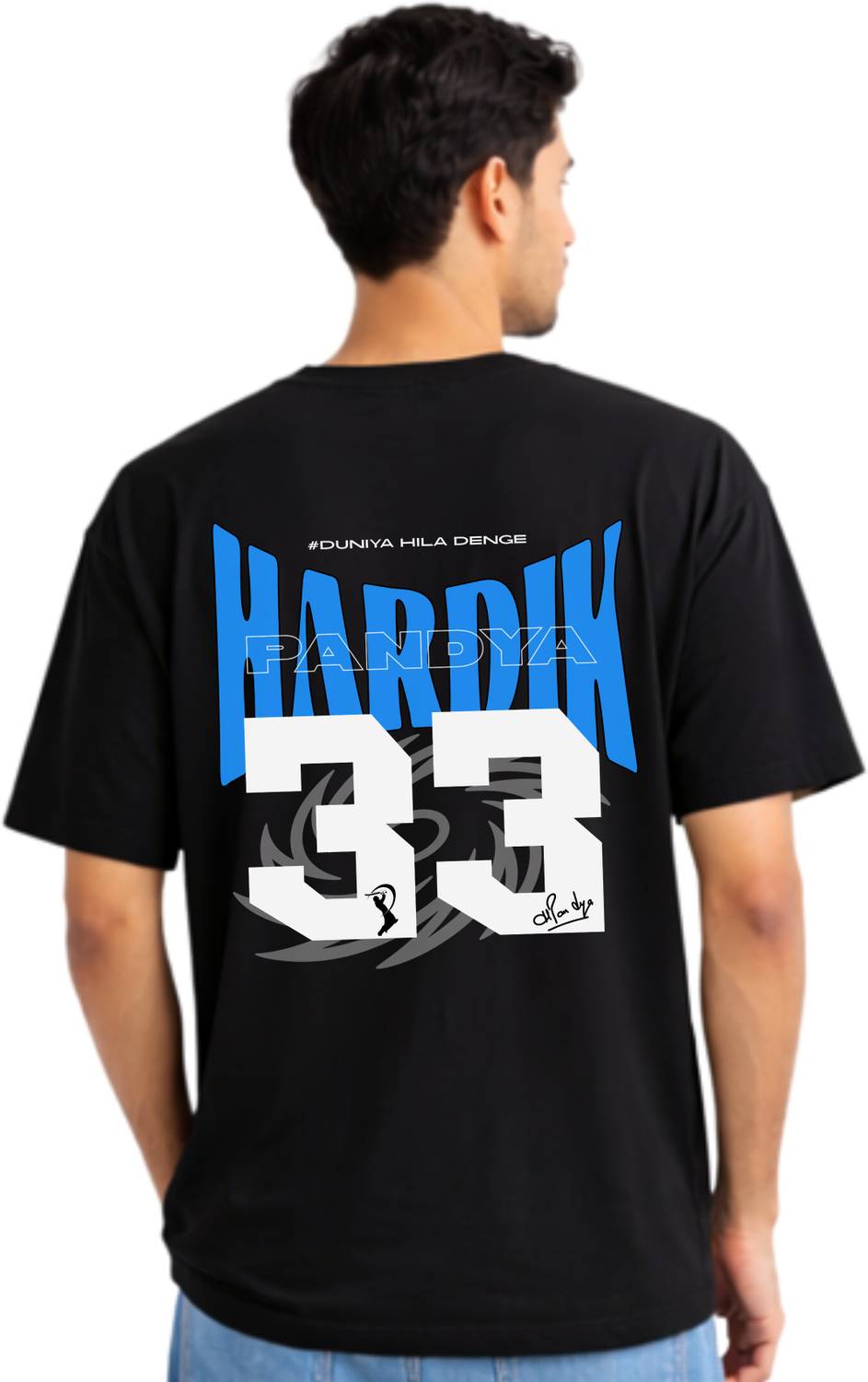 BluRebl Graphic Print, Typography, Self Design Men Round Neck Black, Blue, White T-Shirt