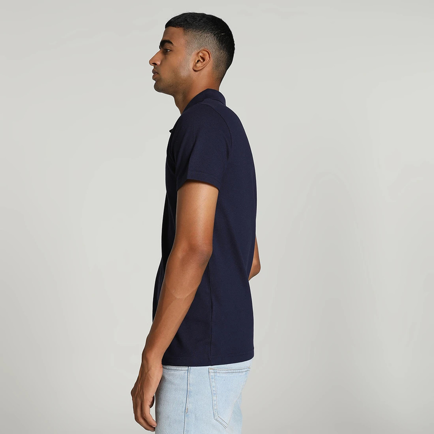 Image of PUMA Solid Men Polo Neck Blue T-Shirt