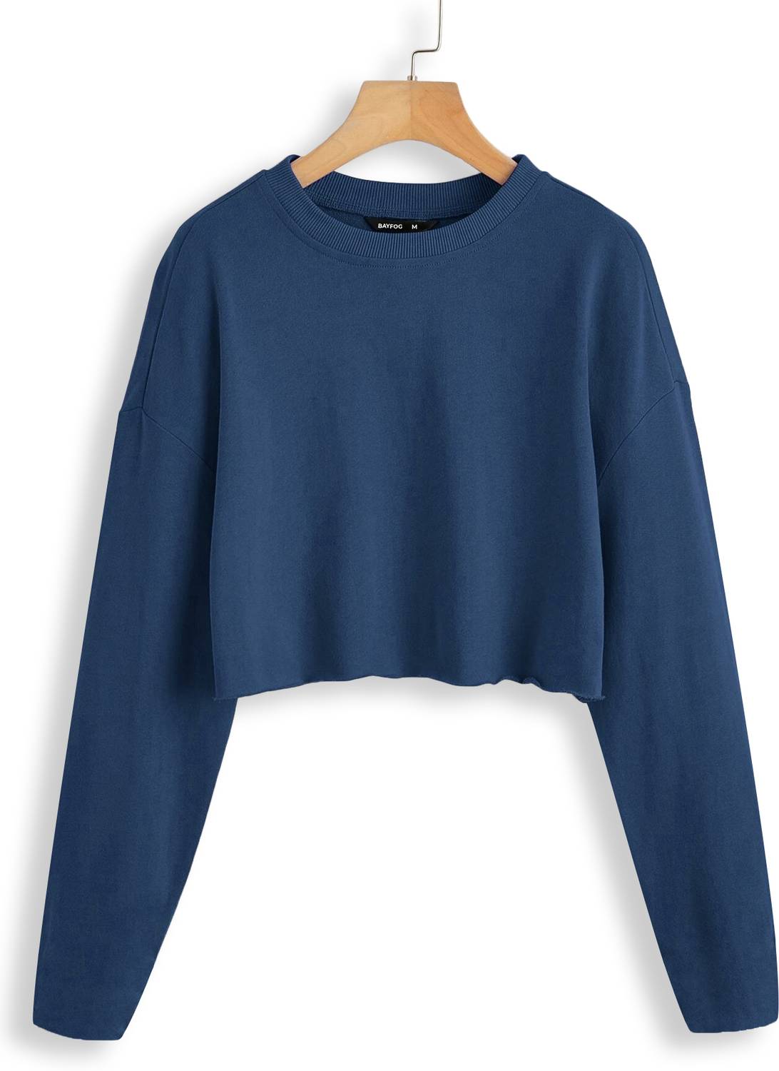 Bayfog Solid Women Round Neck Navy Blue T-Shirt