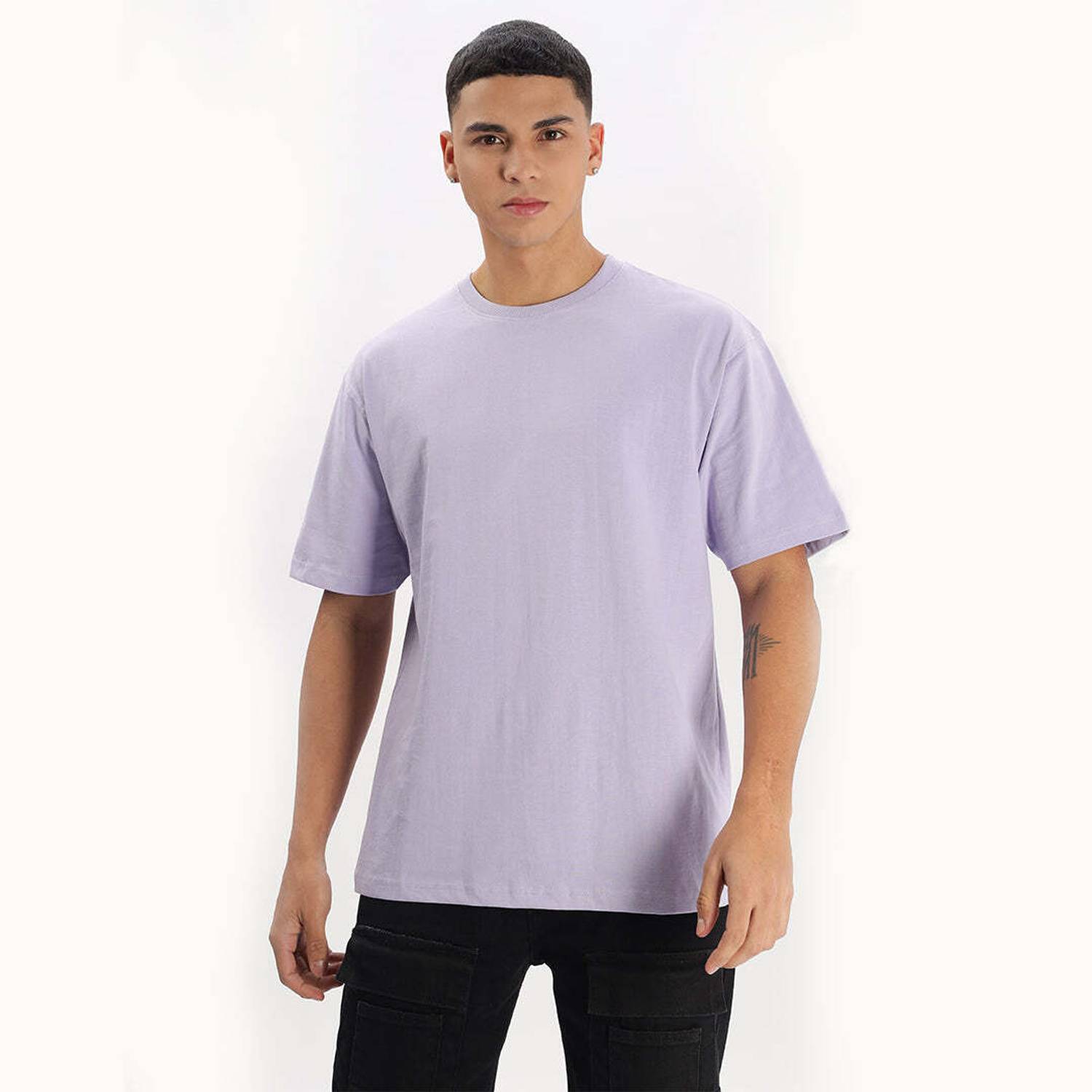 BDSQUARE Solid Men Round Neck Purple T-Shirt