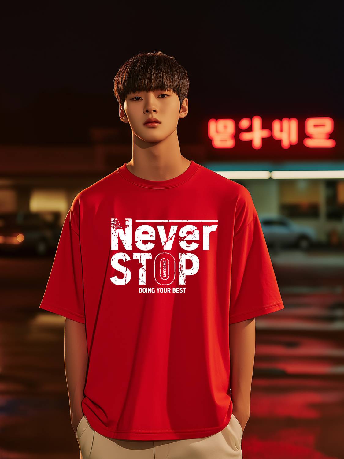BUKKL Graphic Print, Printed Men Round Neck Red T-Shirt