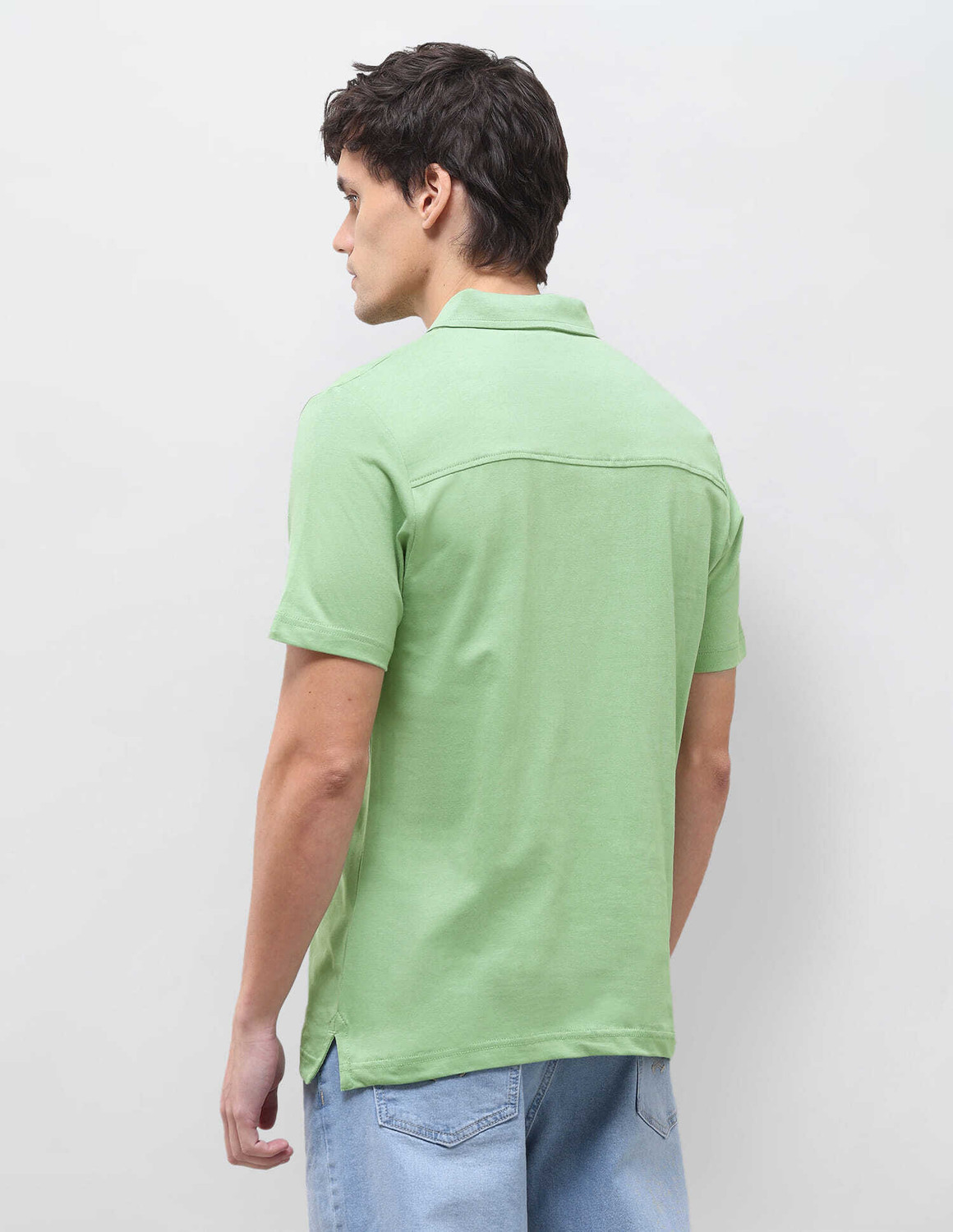 Image of U.S. Polo Assn. Denim Co. Solid Men Polo Neck Green T-Shirt