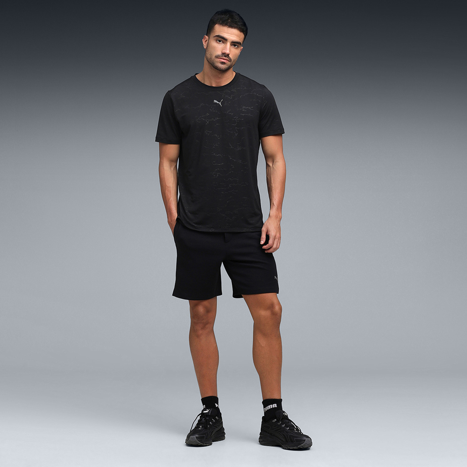 Image of PUMA Printed Men Round Neck Black T-Shirt