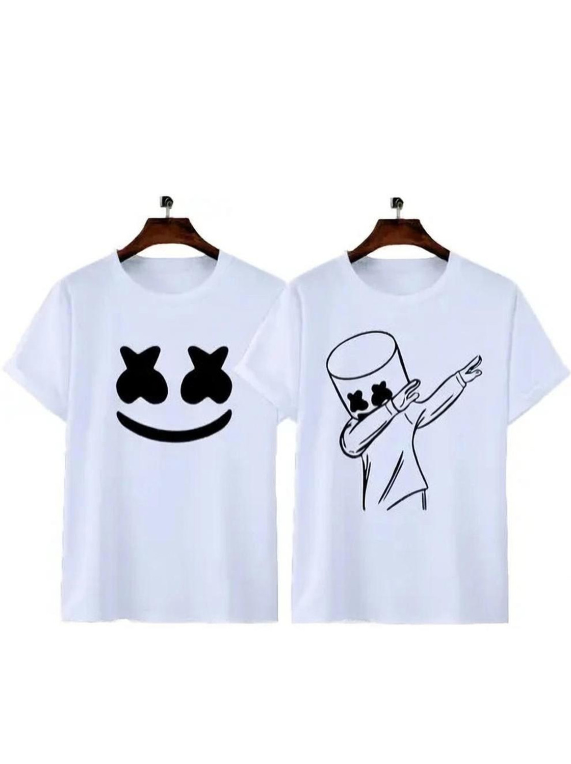 Image of F N D Printed Men Round Neck White T-Shirt