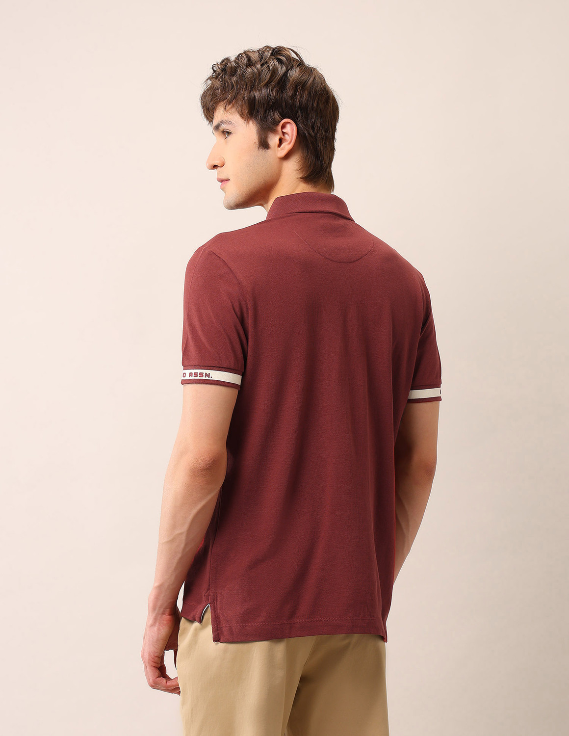 Image of U.S. Polo Assn. Denim Co. Solid Men Polo Neck Maroon T-Shirt