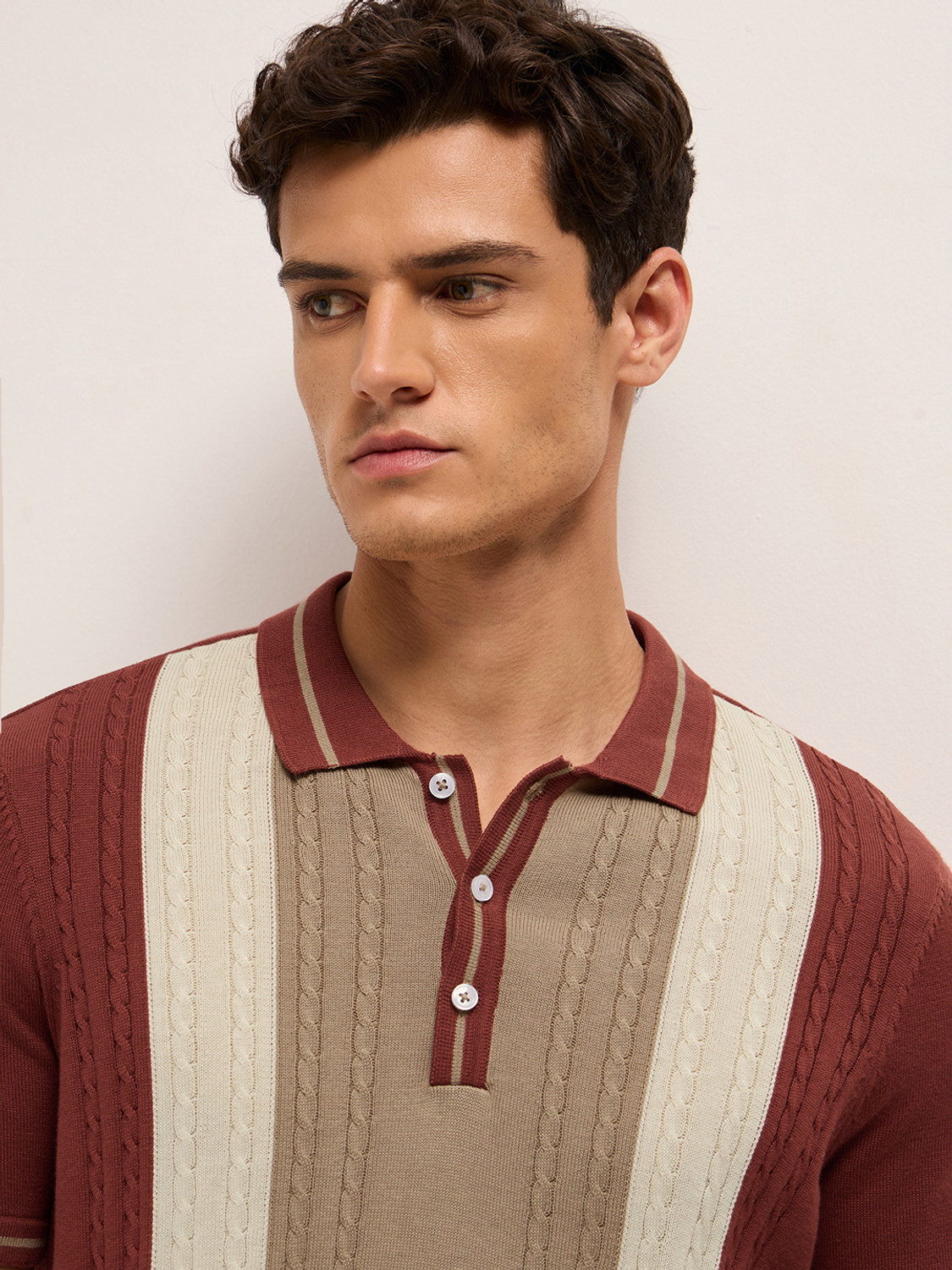 Image of THE BEAR HOUSE Colorblock Men Polo Neck Multicolor T-Shirt