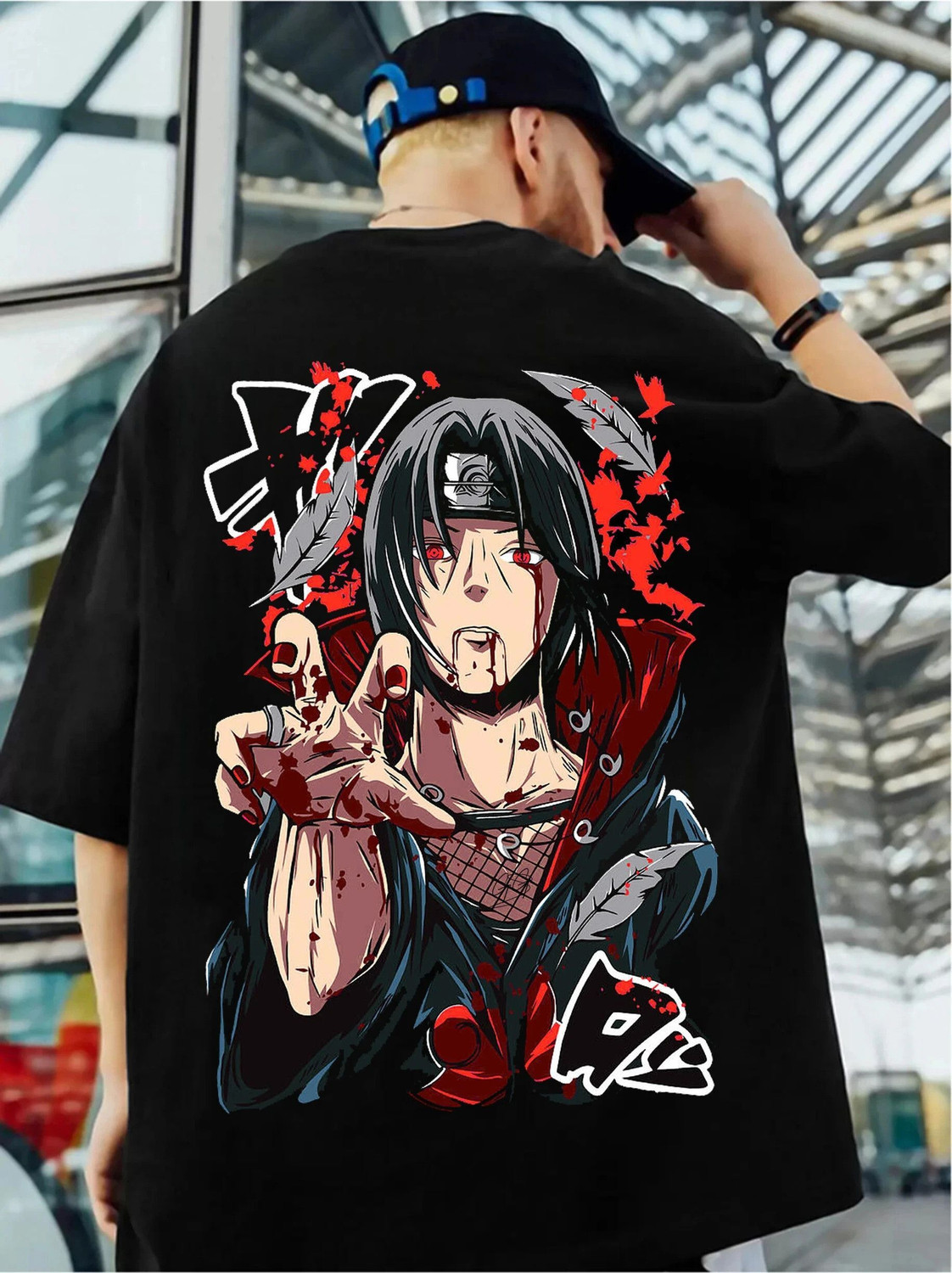 Image of HouseOfCommon Graphic Print Men Round Neck Black T-Shirt