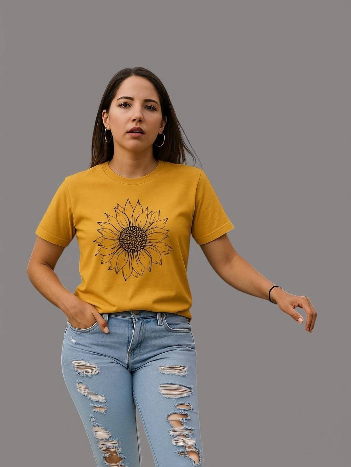 Attirea Printed Women Round Neck Yellow T-Shirt