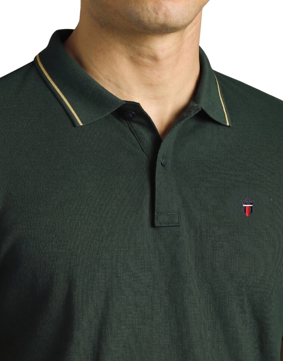 Louis Philippe Dark Green Polo Neck T-Shirt - Image 5