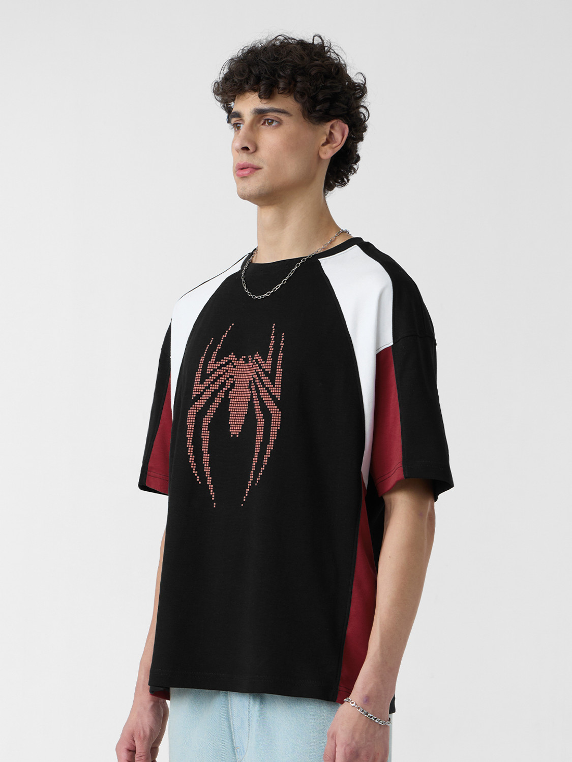 Image of The Souled Store Printed Men Round Neck Black T-Shirt