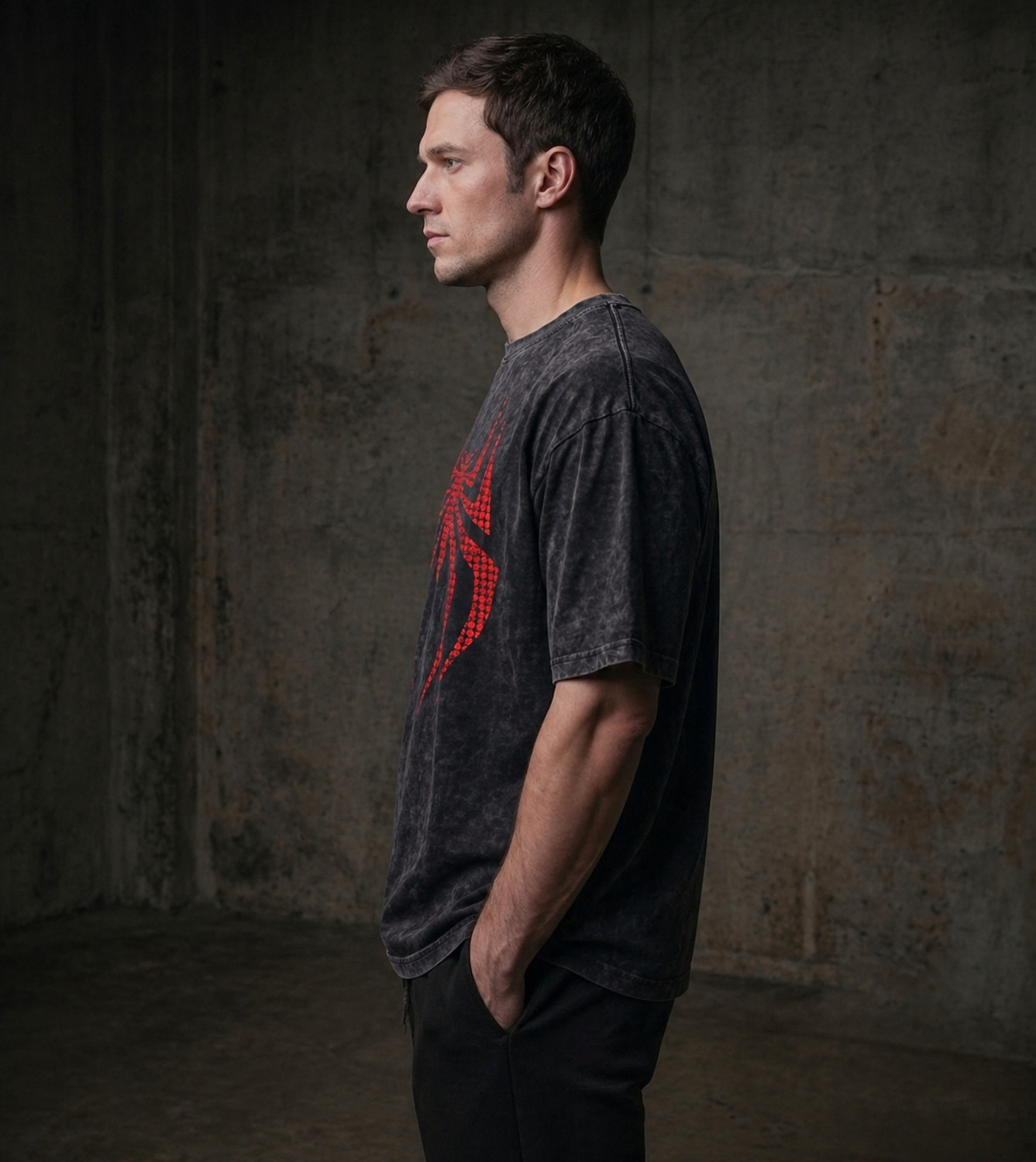 Image of SKRATS Printed Men Round Neck Grey T-Shirt
