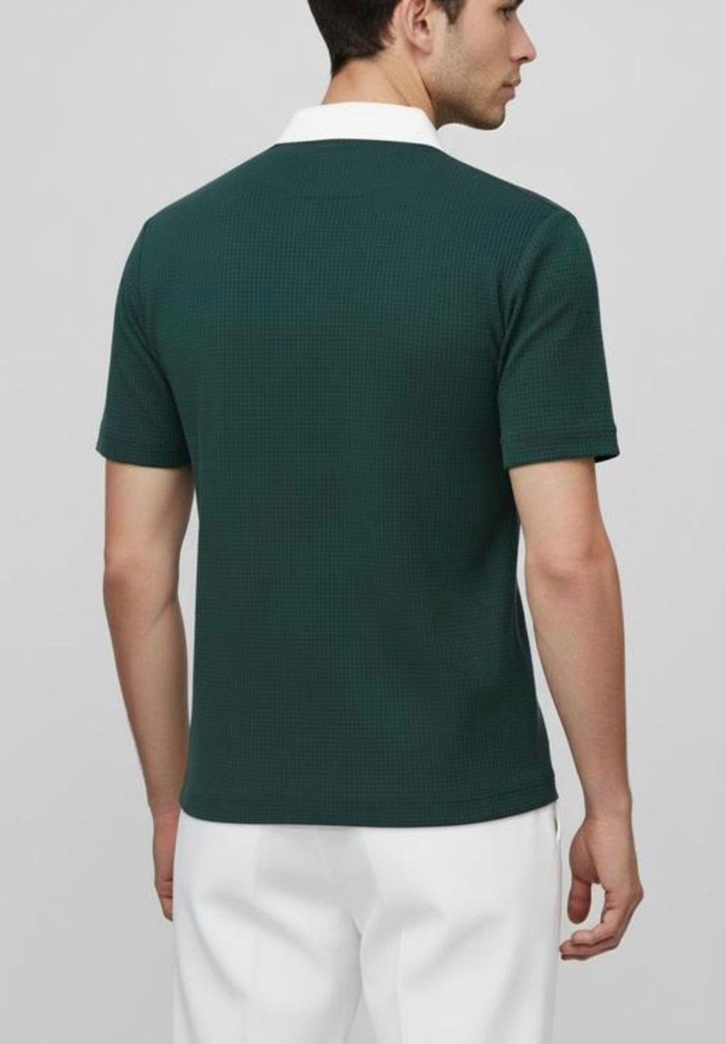 Image of Texfield Striped Men Polo Neck Dark Green T-Shirt
