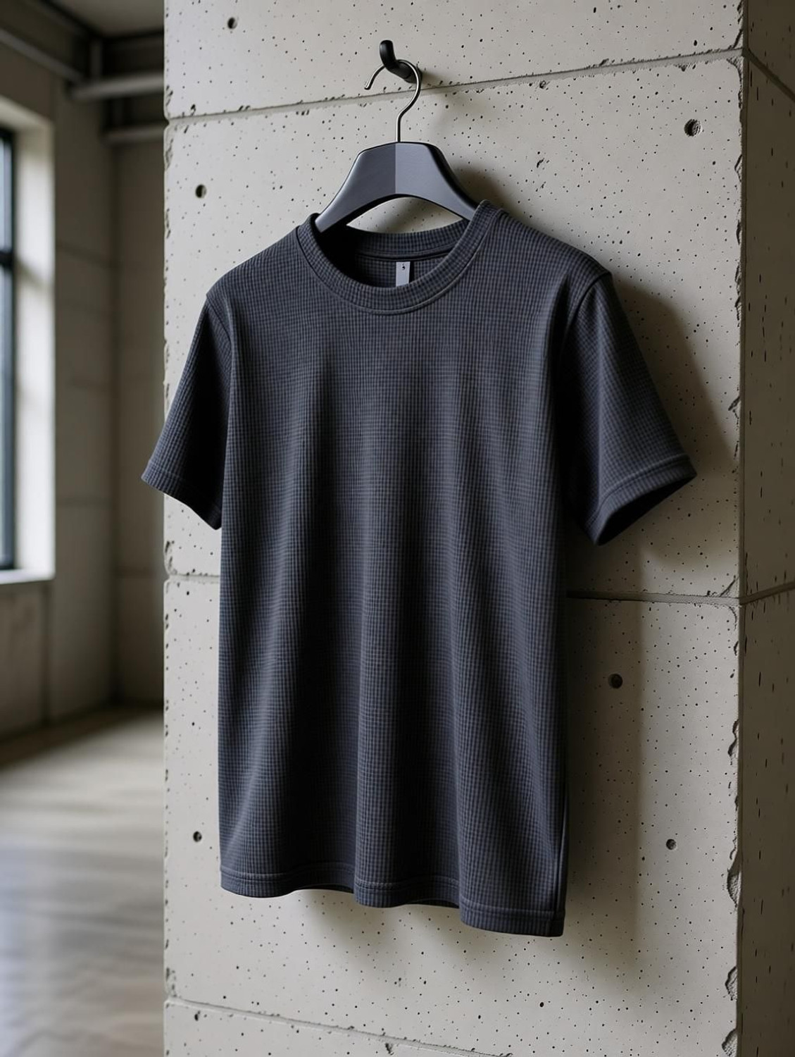 Image of ZeenatFashion Self Design Men Round Neck Grey T-Shirt