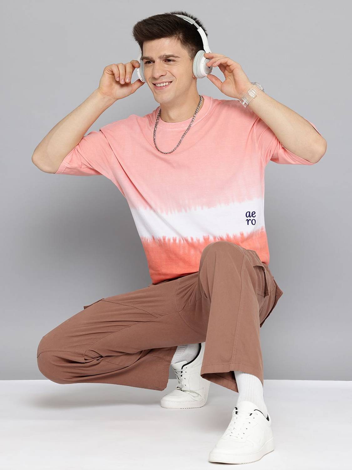 AEROPOSTALE Tie & Dye Men Round Neck Pink T-Shirt