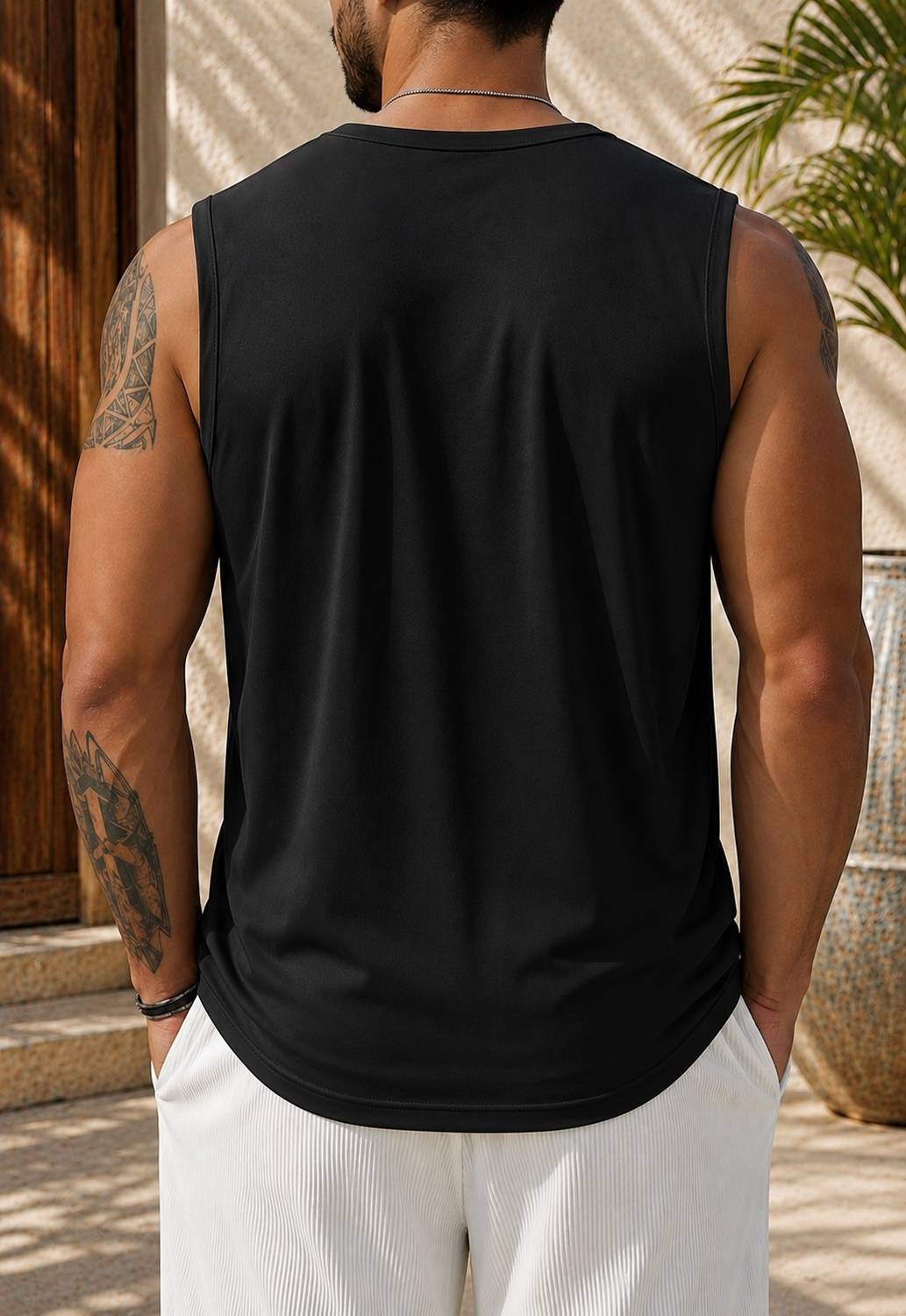 optus Men Black Round Neck T-Shirt - Image 2