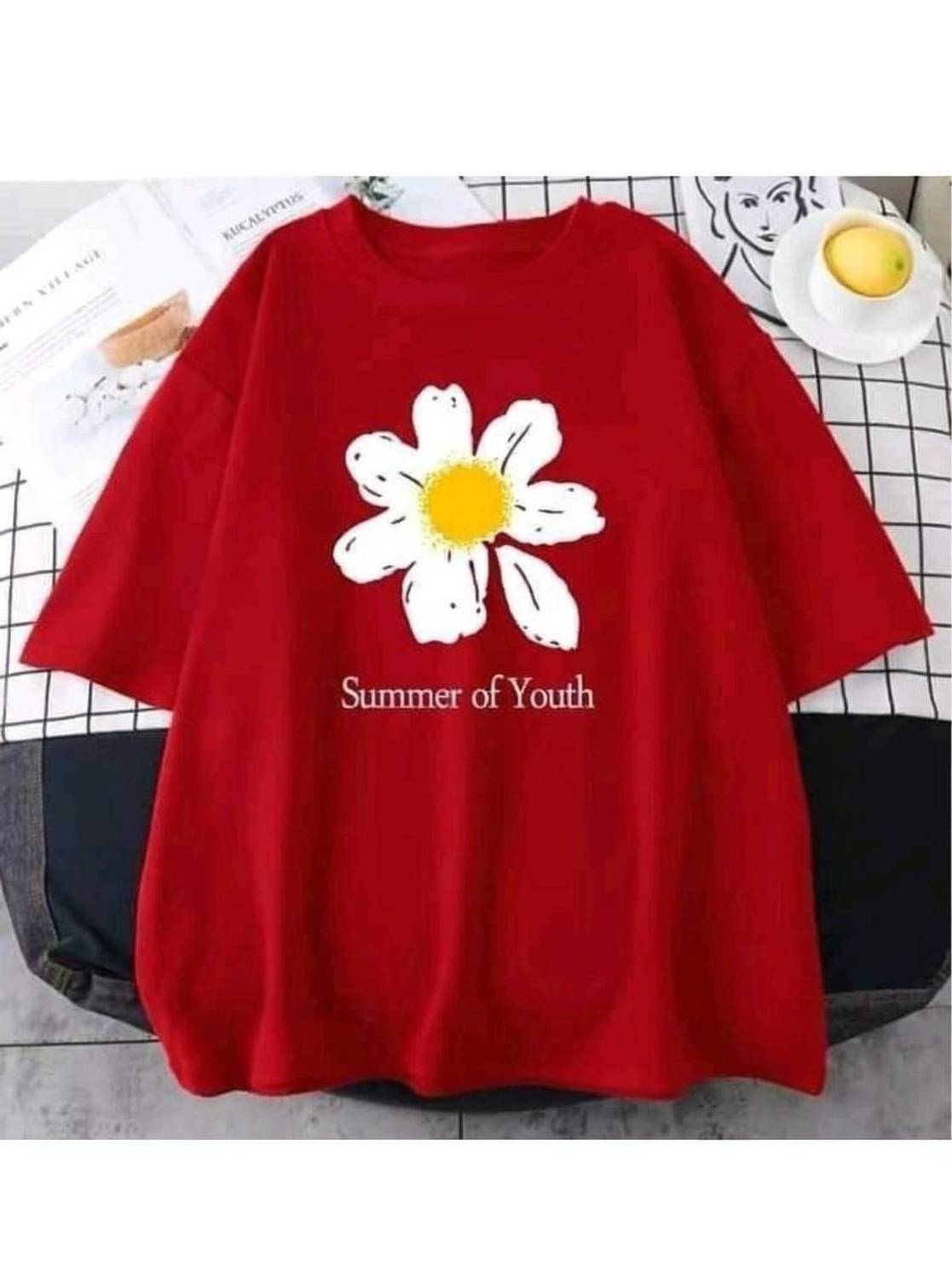 Sky Magic Printed Women Round Neck Red T-Shirt