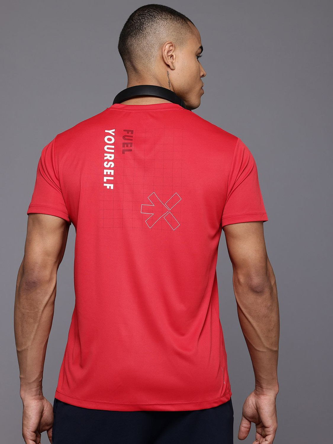 Image of HRX by Hrithik Roshan Printed Men Round Neck Red T-Shirt