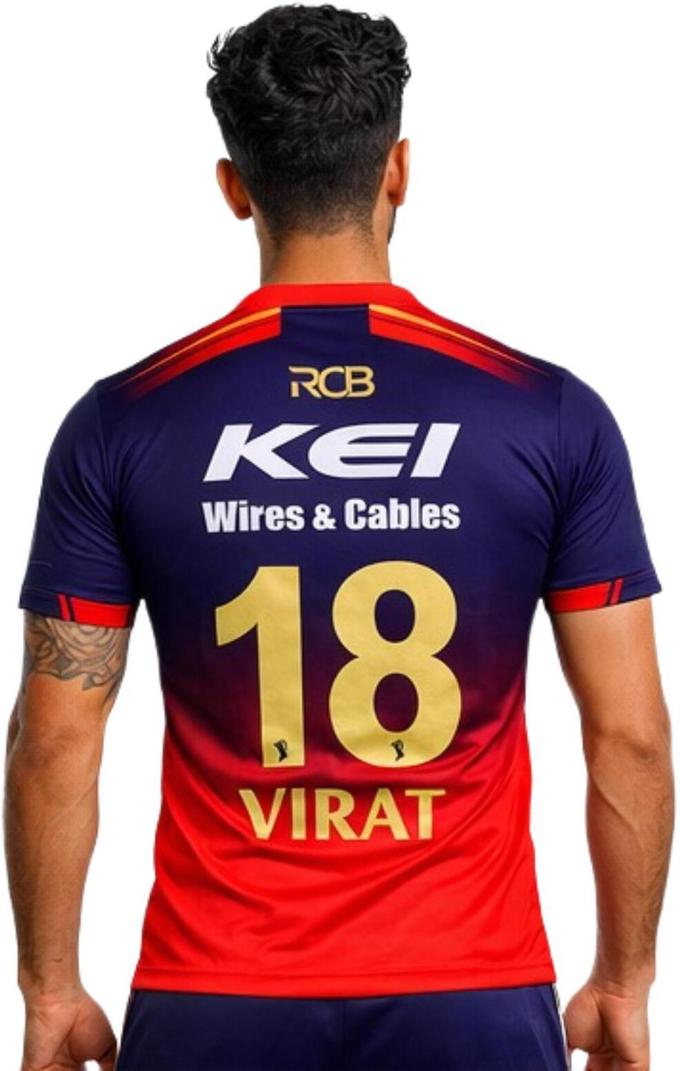 Image of MSV Printed Men V Neck Red, Blue T-Shirt