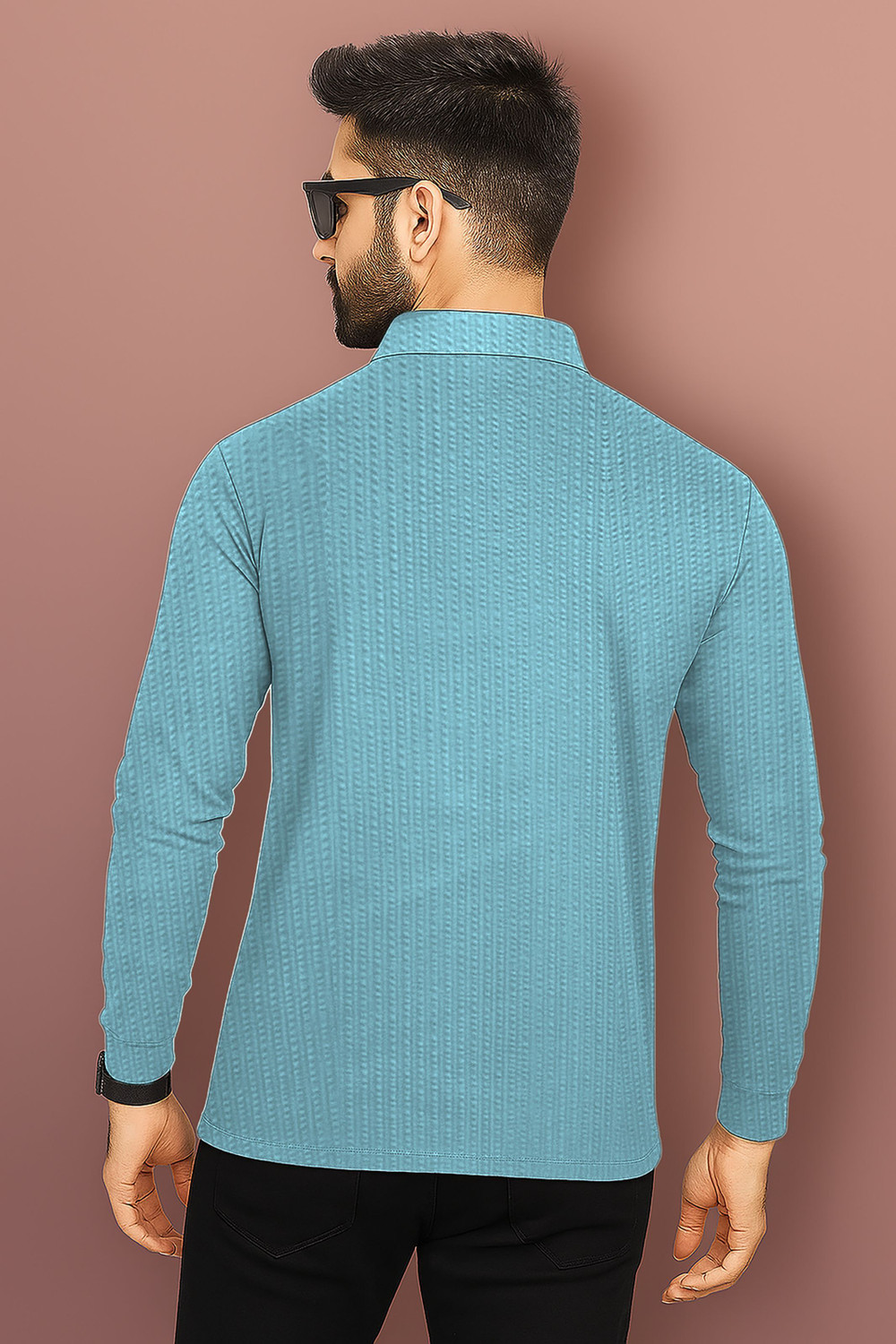 Image of HELMONT Striped Men Zip Neck Maroon, Green T-Shirt