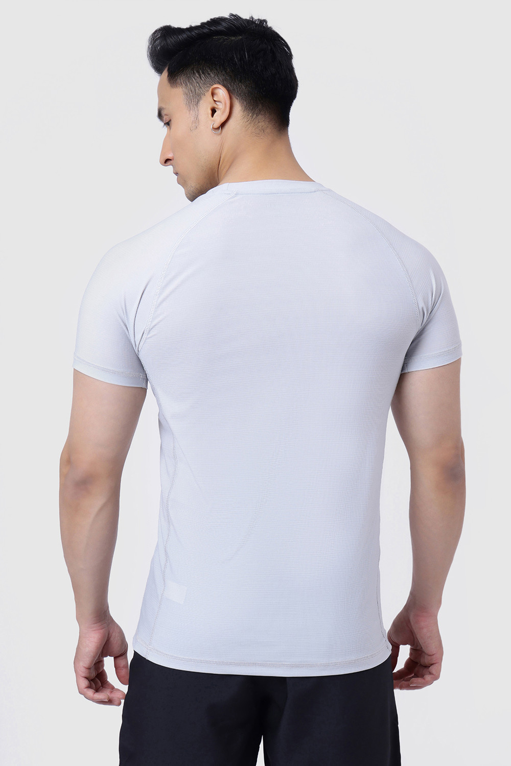 Image of FuaarK Men Solid Round Neck Nylon Grey T-Shirt