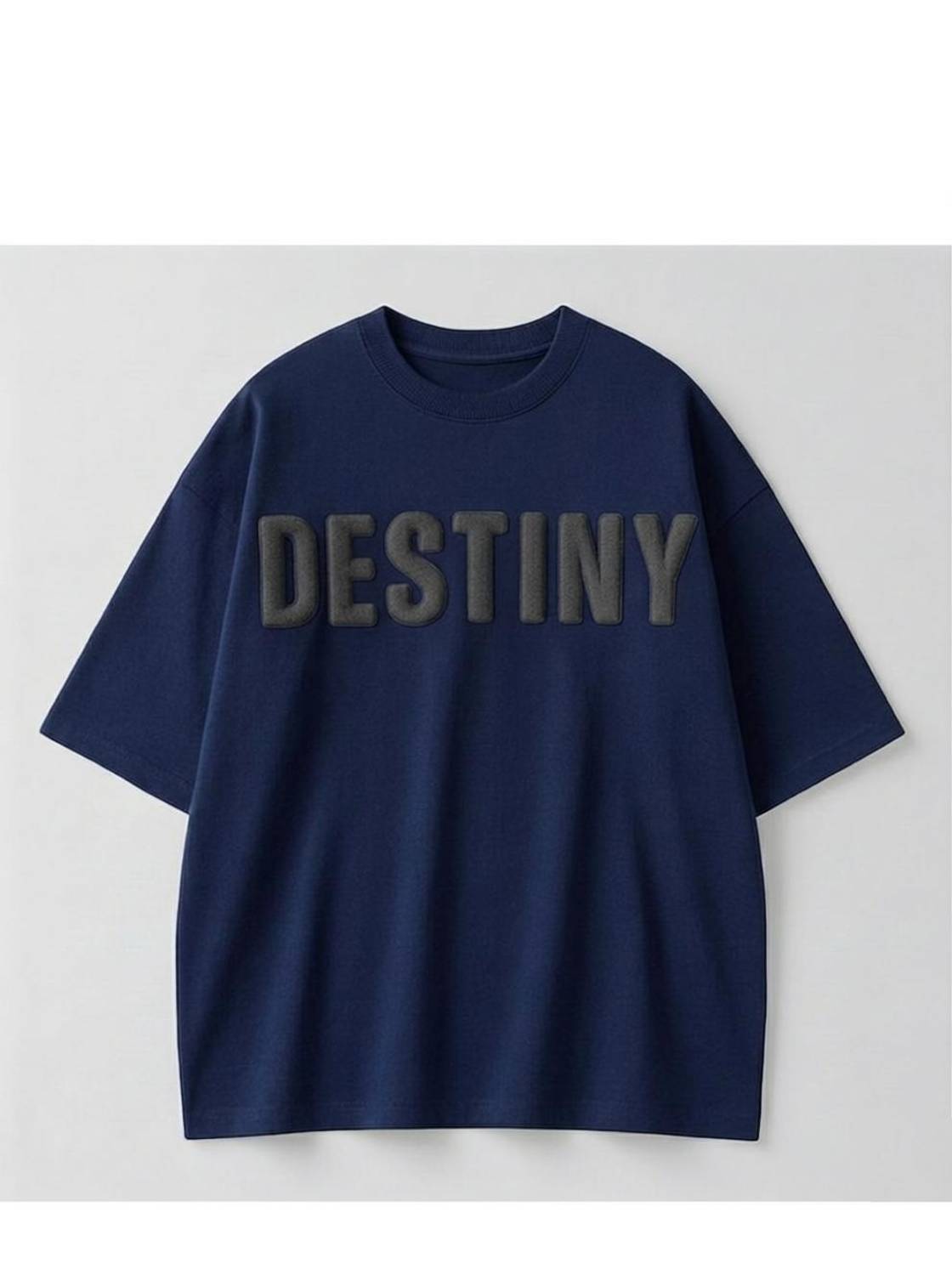 Asta Moda Men Typography Round Neck Cotton Blend Navy Blue T-Shirt