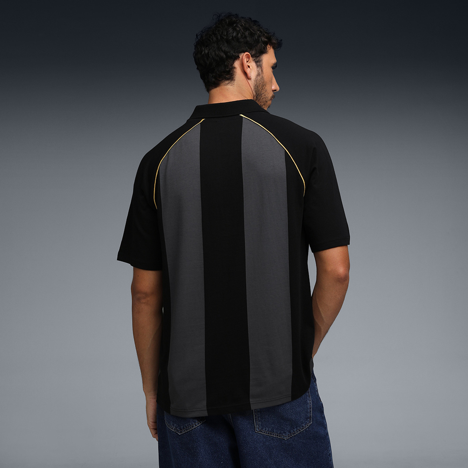 Image of PUMA Solid Men Polo Neck Black T-Shirt