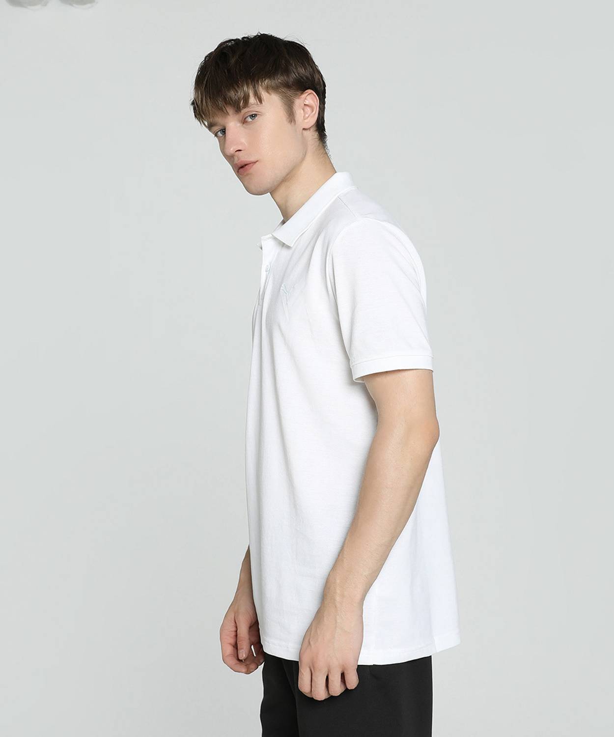PUMA Men Solid Round Neck Pure Cotton White T-Shirt