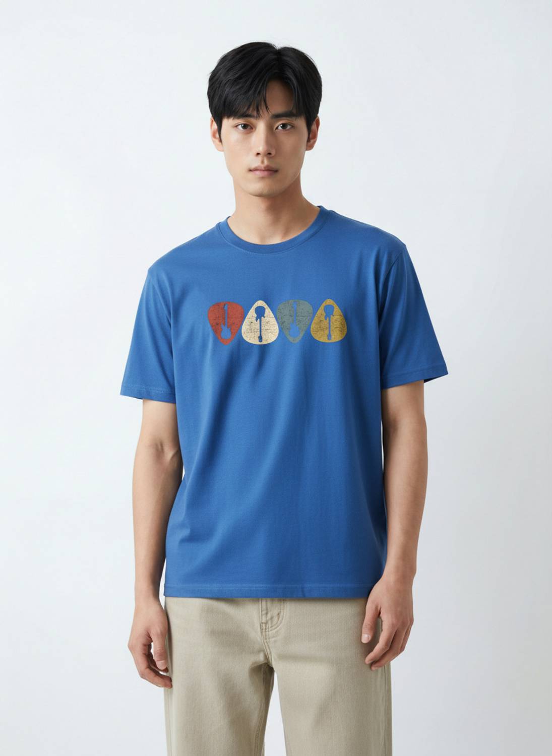 GIBBONTE Men Graphic Print Round Neck Cotton Blend Blue T-Shirt