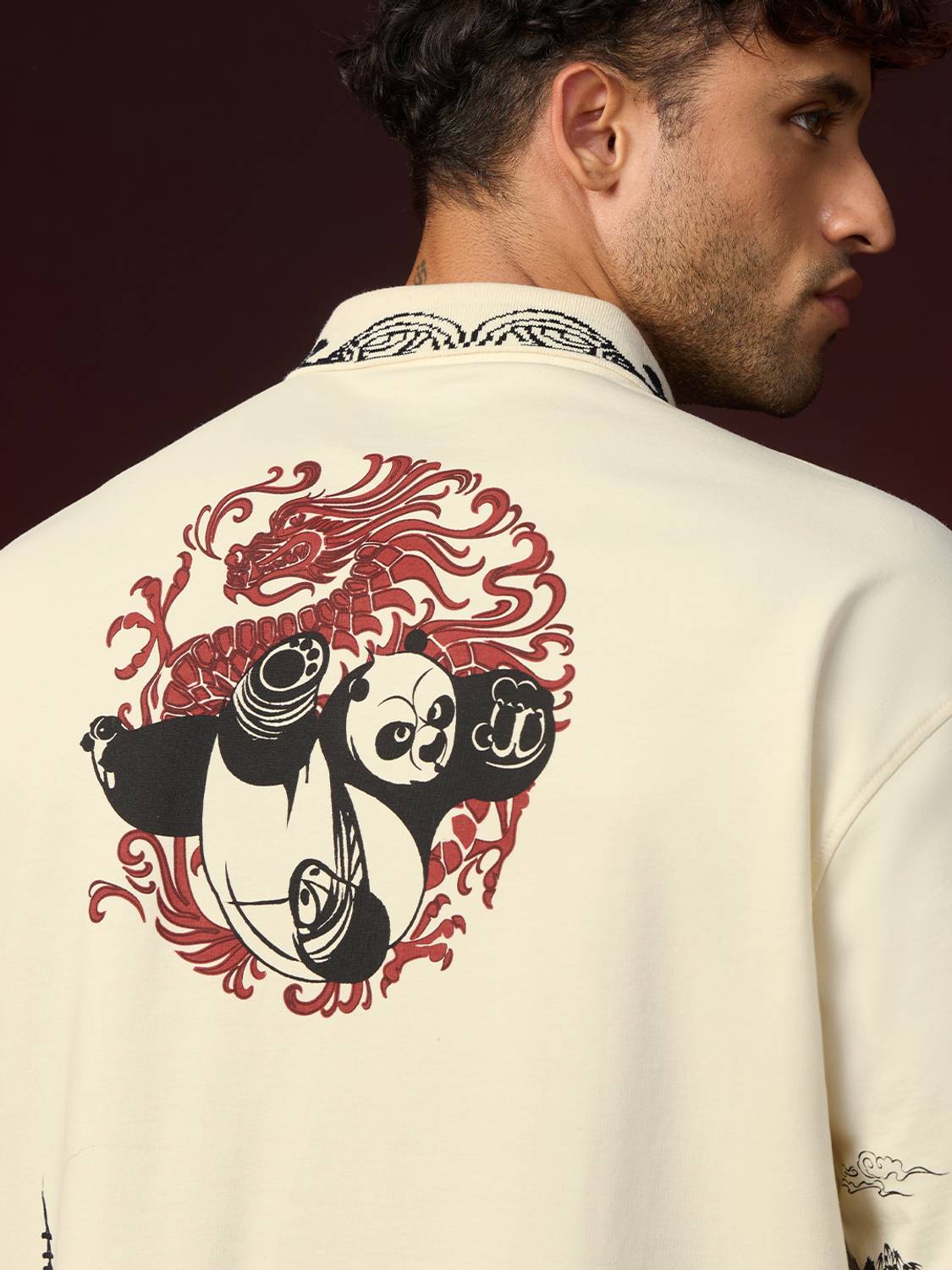 The Souled Store Men Polo Neck White T-Shirt - Image 4