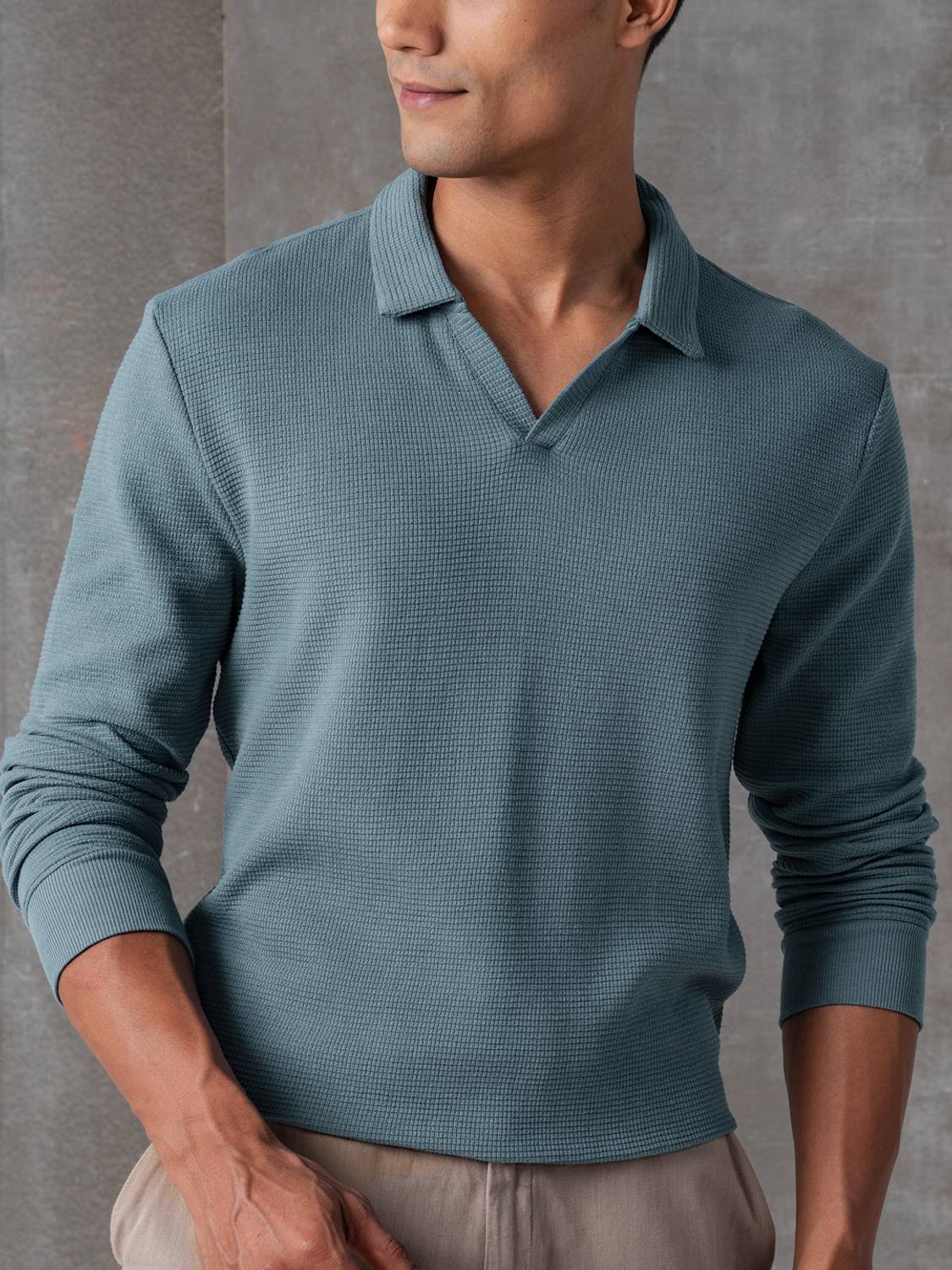 Damensch Men Self Design Polo Neck Cotton Blend Green T-Shirt