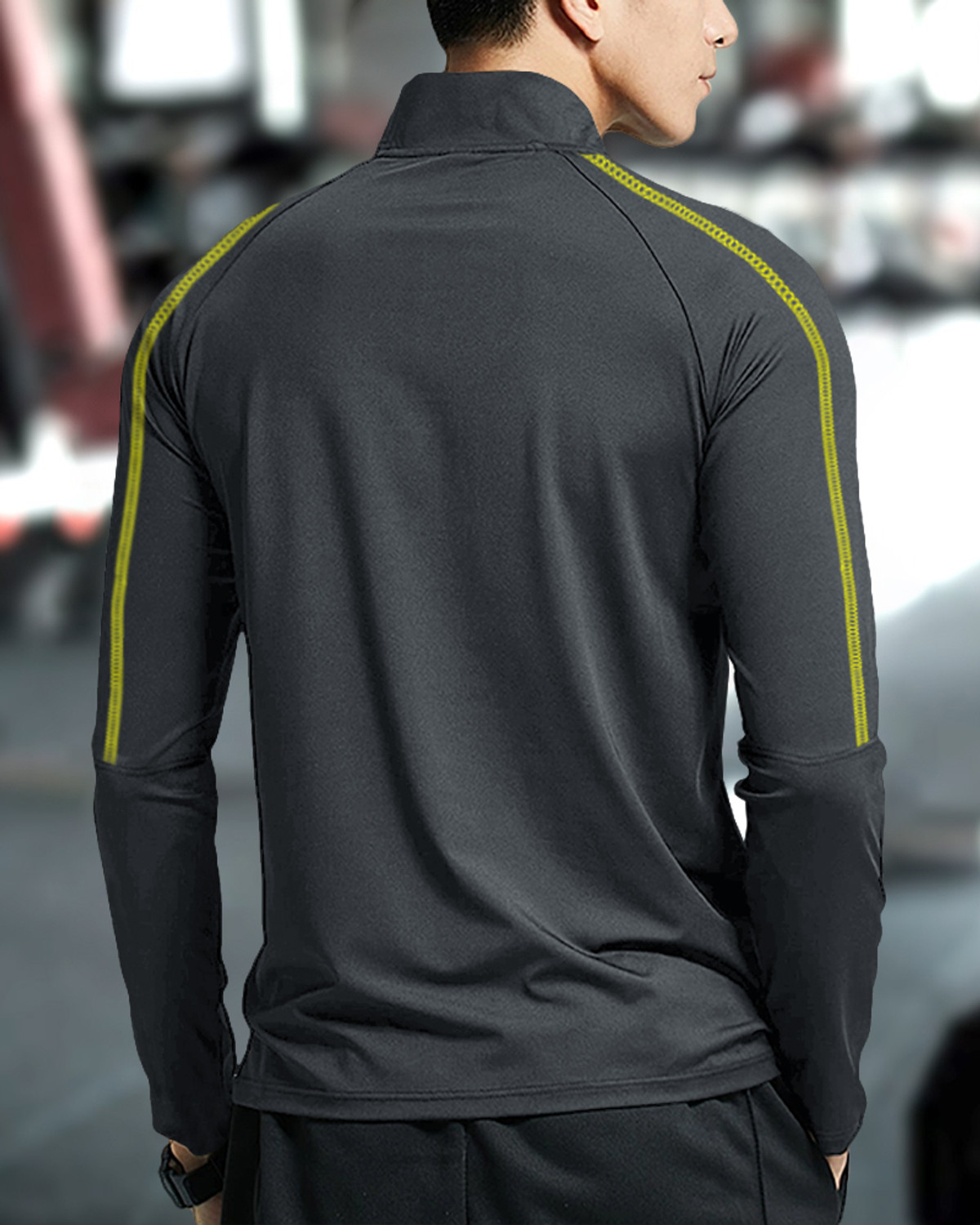 Image of EyeBogler Colorblock Men Zip Neck Grey, Yellow T-Shirt