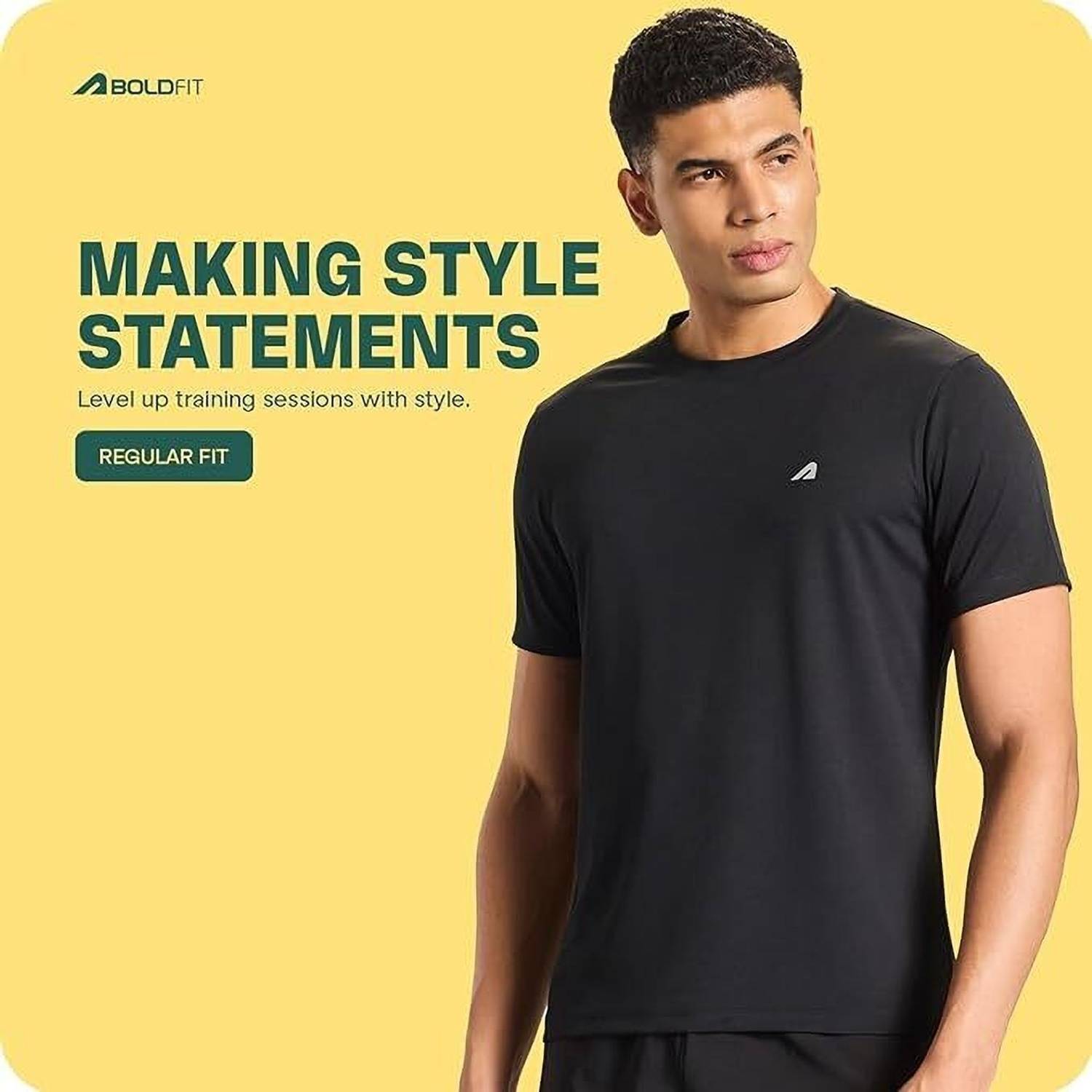 BOLDFIT Men Black Round Neck T-Shirt - Image 5