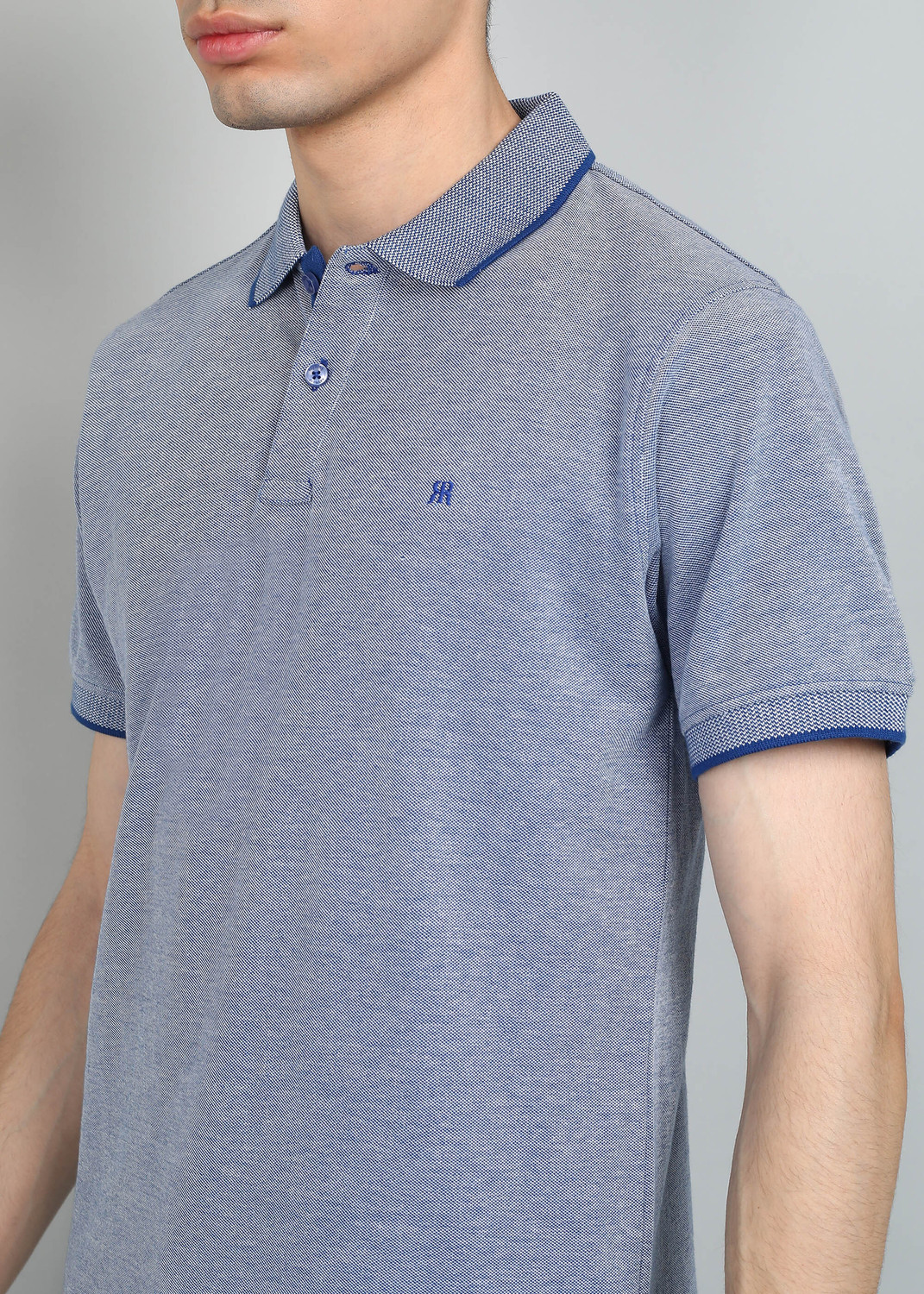Image of Raymond Solid Men Polo Neck Dark Blue T-Shirt