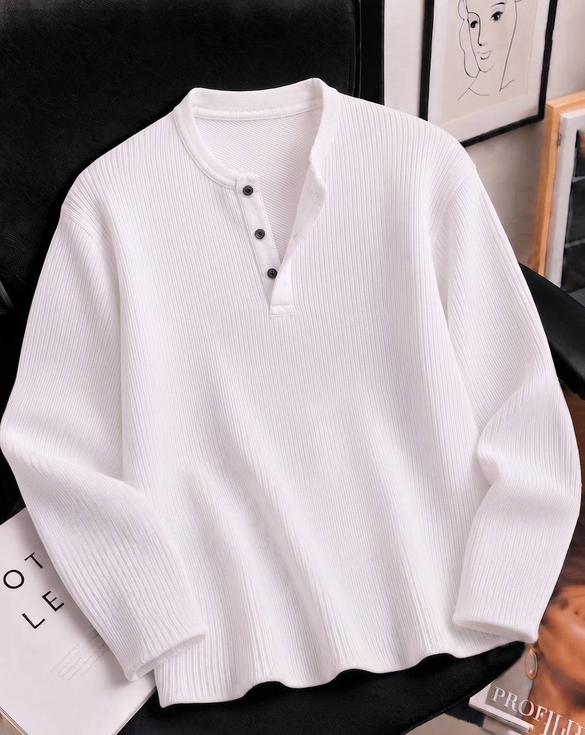 AOOSH Men Full Sleeve Self Design Sweatshirt - Image 1