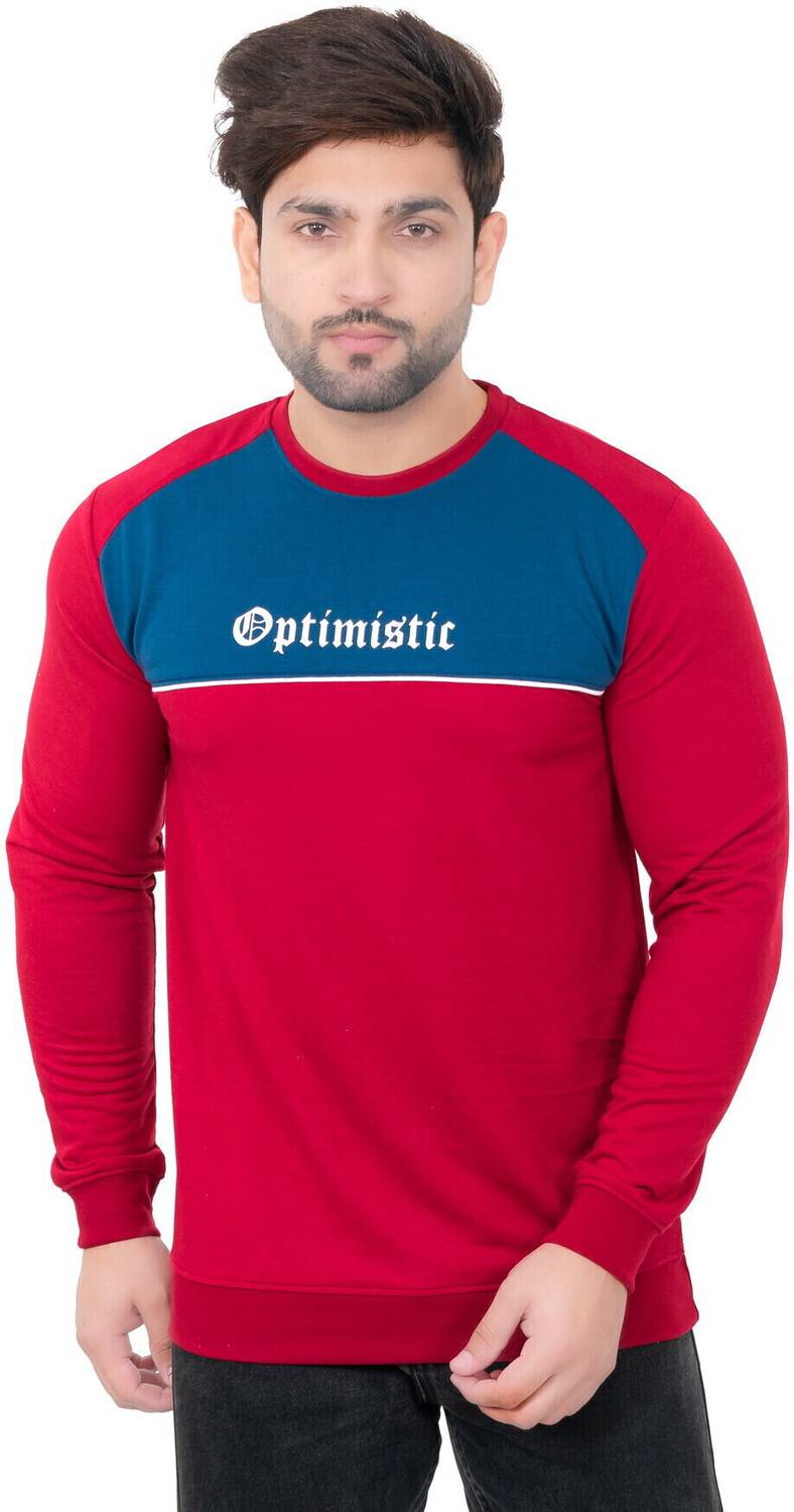 E-MAX Men Typography, Colorblock Round Neck Polyester Maroon T-Sh
