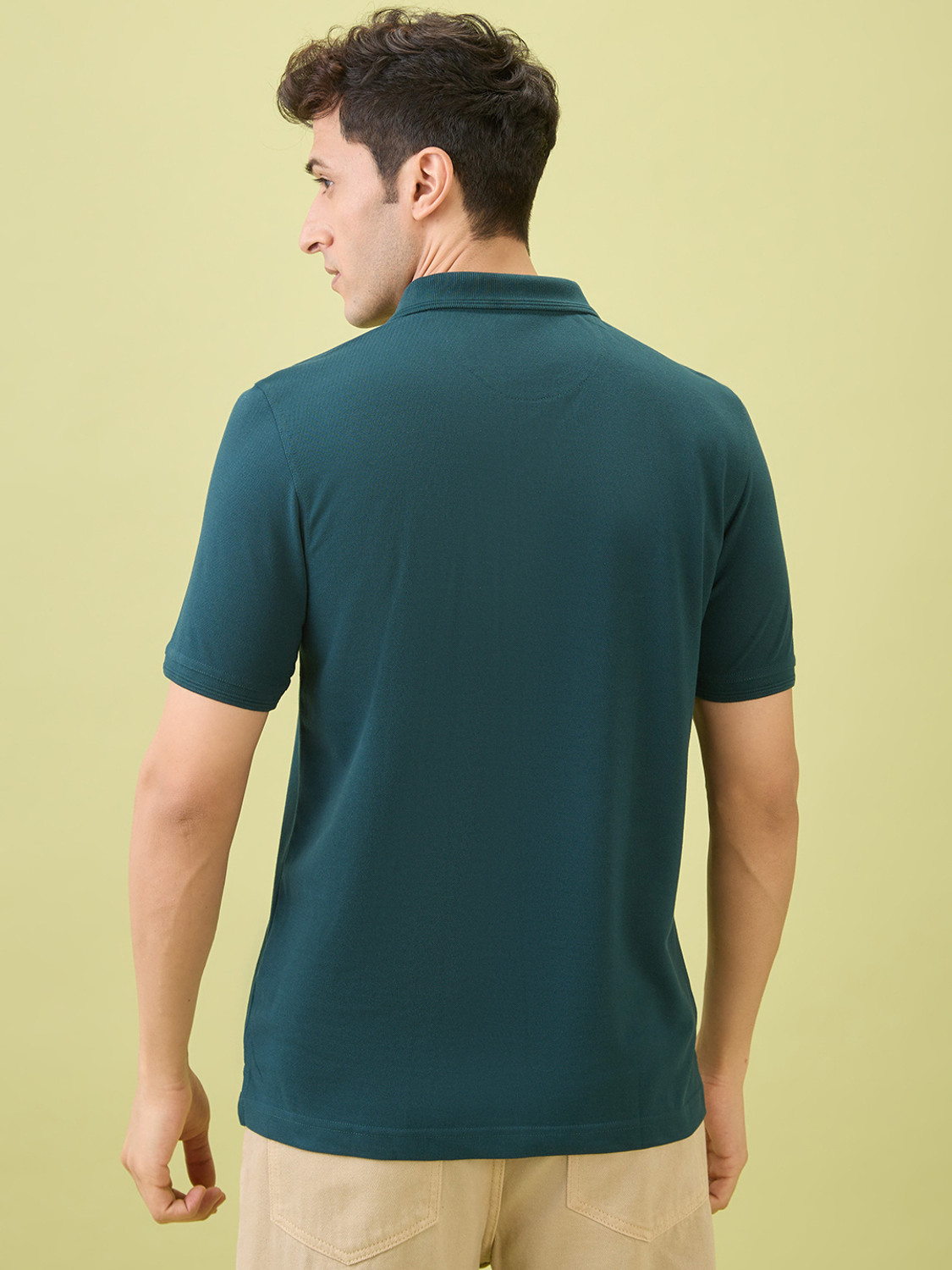 Image of Hint Solid Men Polo Neck Light Green T-Shirt